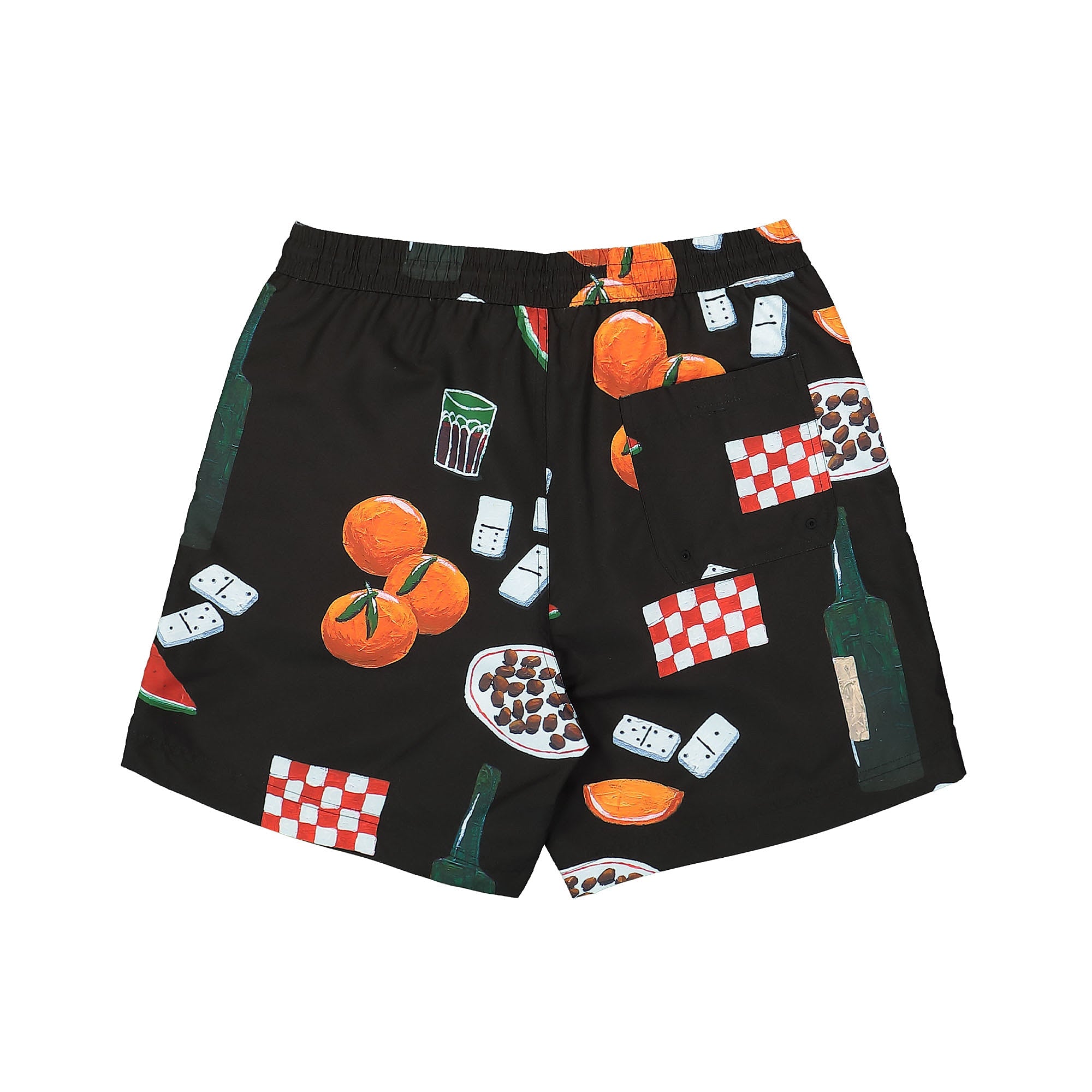 Carhartt WIP Slater Swim Trunks Isis Maria Dinner Print / Black Swimwear Material | Overkill