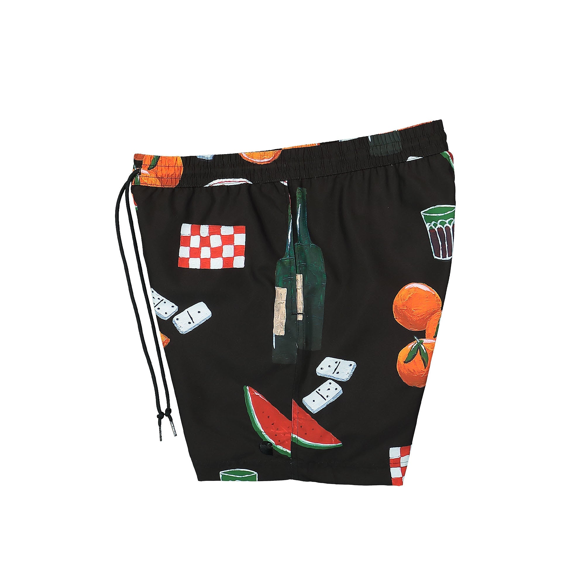 Carhartt WIP Slater Swim Trunks Isis Maria Dinner Print / Black Swimwear Close-up | Overkill
