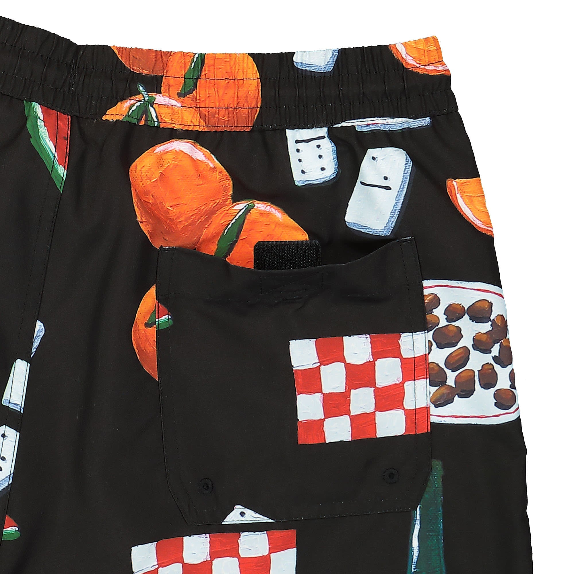 Carhartt WIP Slater Swim Trunks Isis Maria Dinner Print / Black Swimwear Detail view 1 | Overkill