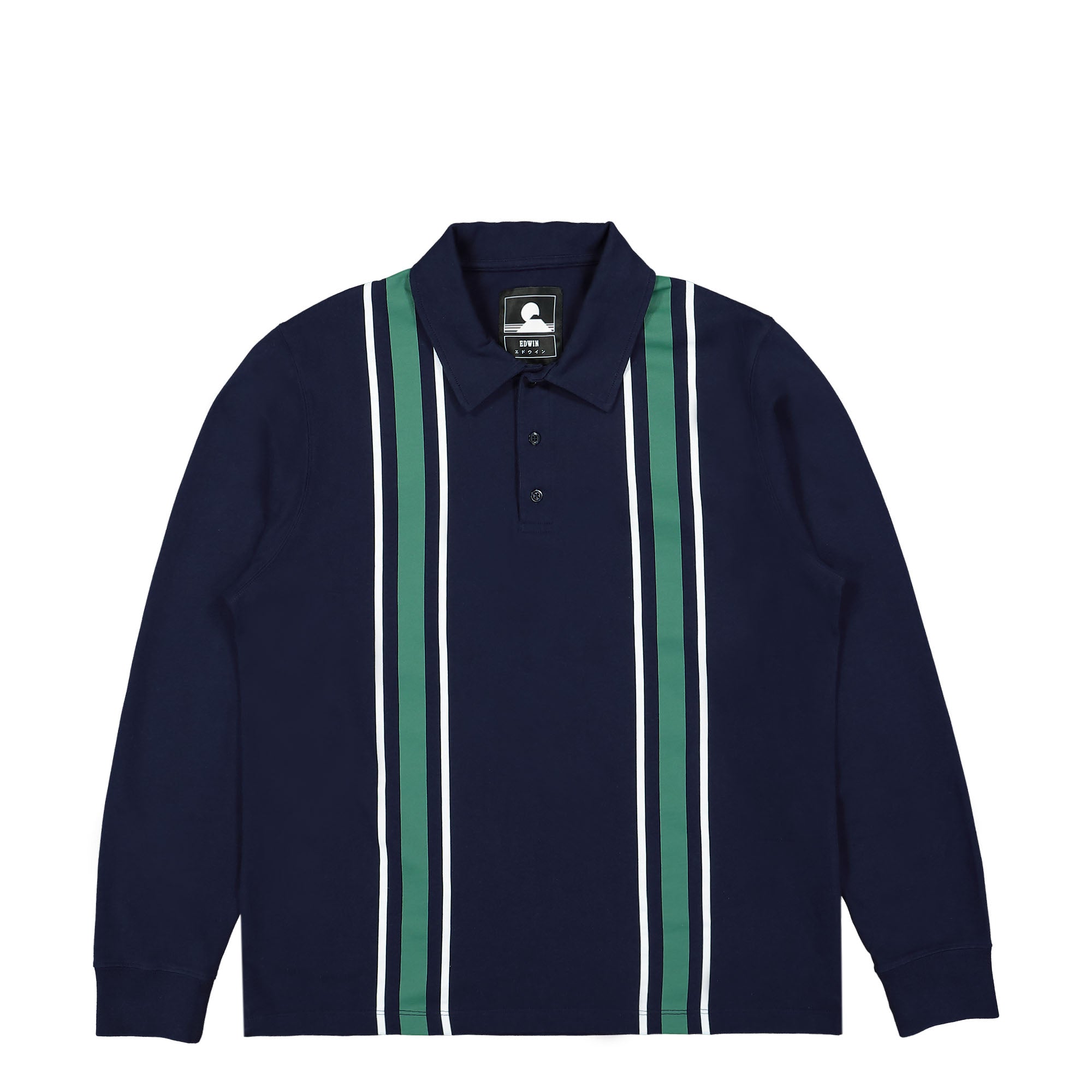 Edwin Club Stripes Polo LS Jersey Maritime Blue Longsleeves I031873.0DM.67.03 | Overkill
