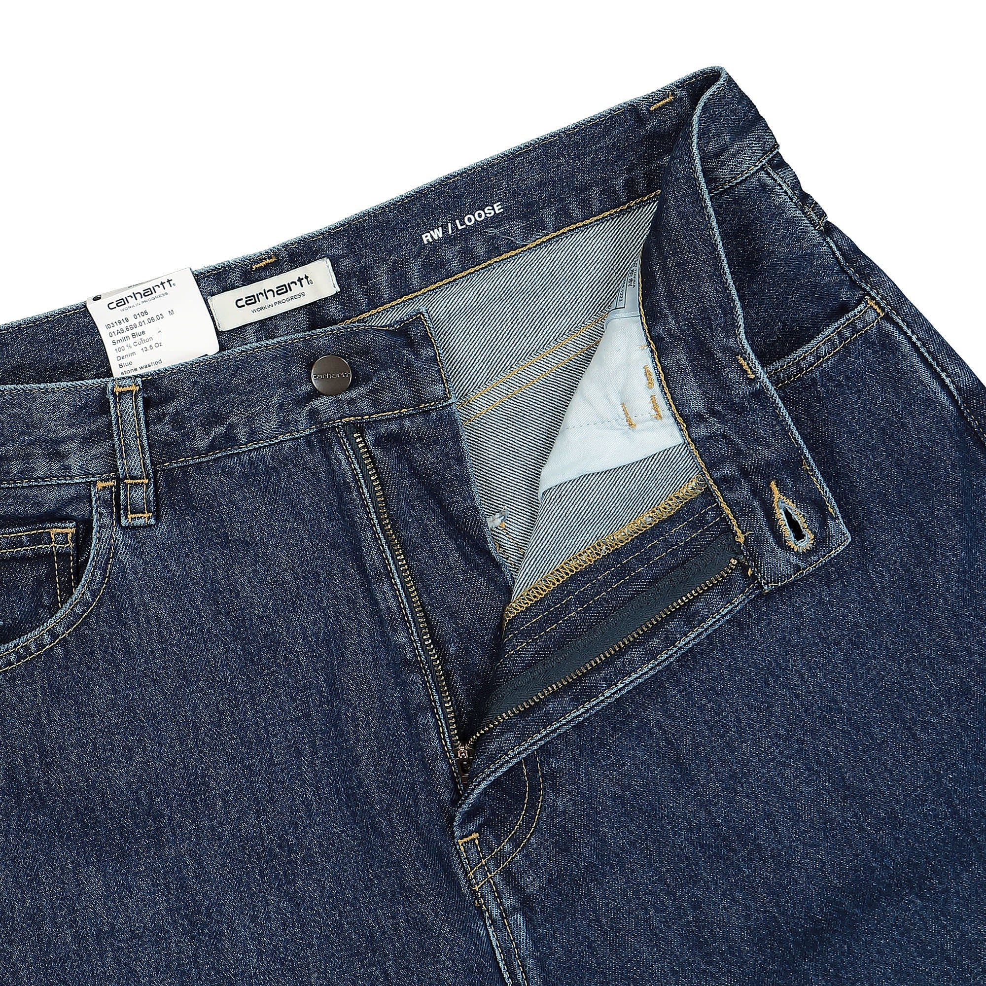 Carhartt WIP W Brandon Short Smith Blue Stone Washed Shorts Detailfoto | Overkill