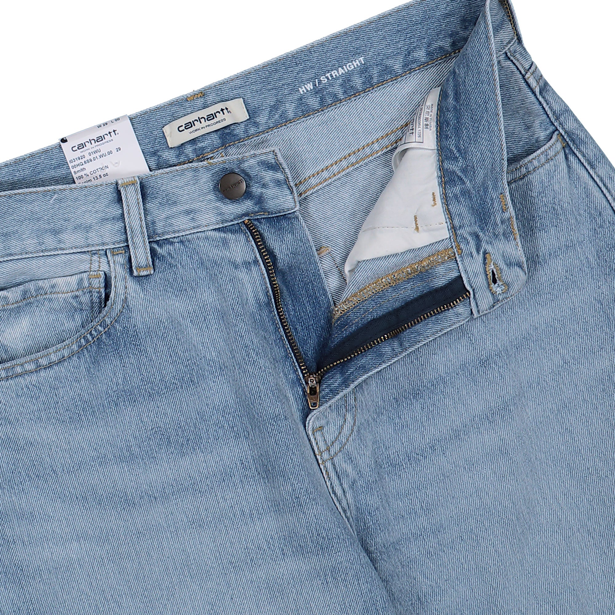 Carhartt WIP W Noxon Pant Blue Heavy Worn Bleach Jeans I031920.01.WU.00 Detail View 1 | Overkill