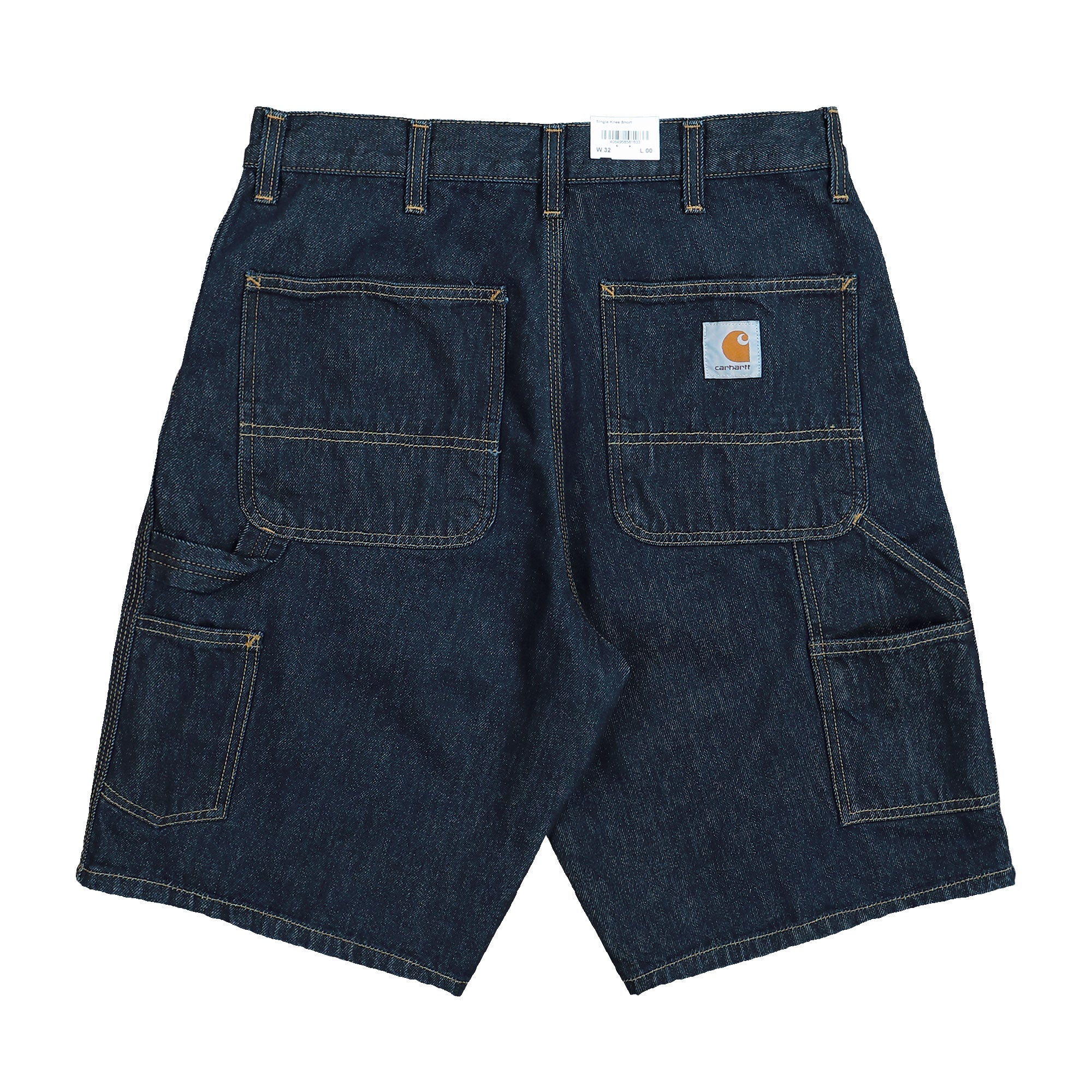 Carhartt WIP Single Knee Short Blue Rinsed Shorts I032026.01.02.00 Close-up | Overkill