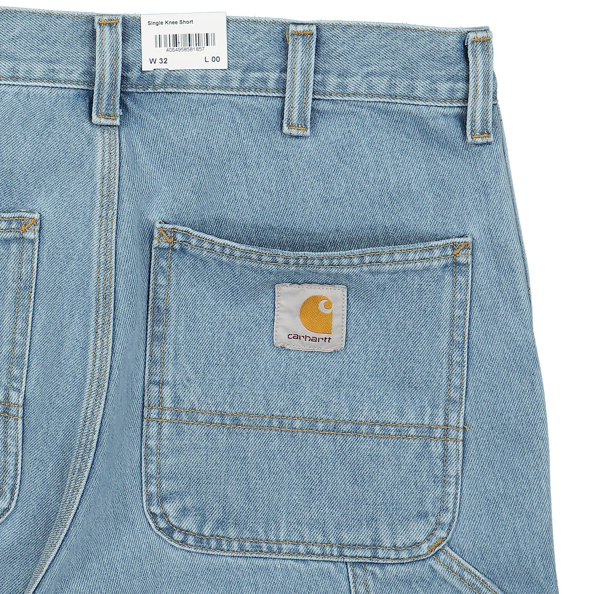 Carhartt WIP Single Knee Short Smith Blue Heavy Stone Bleached Shorts Detail view 1 | Overkill