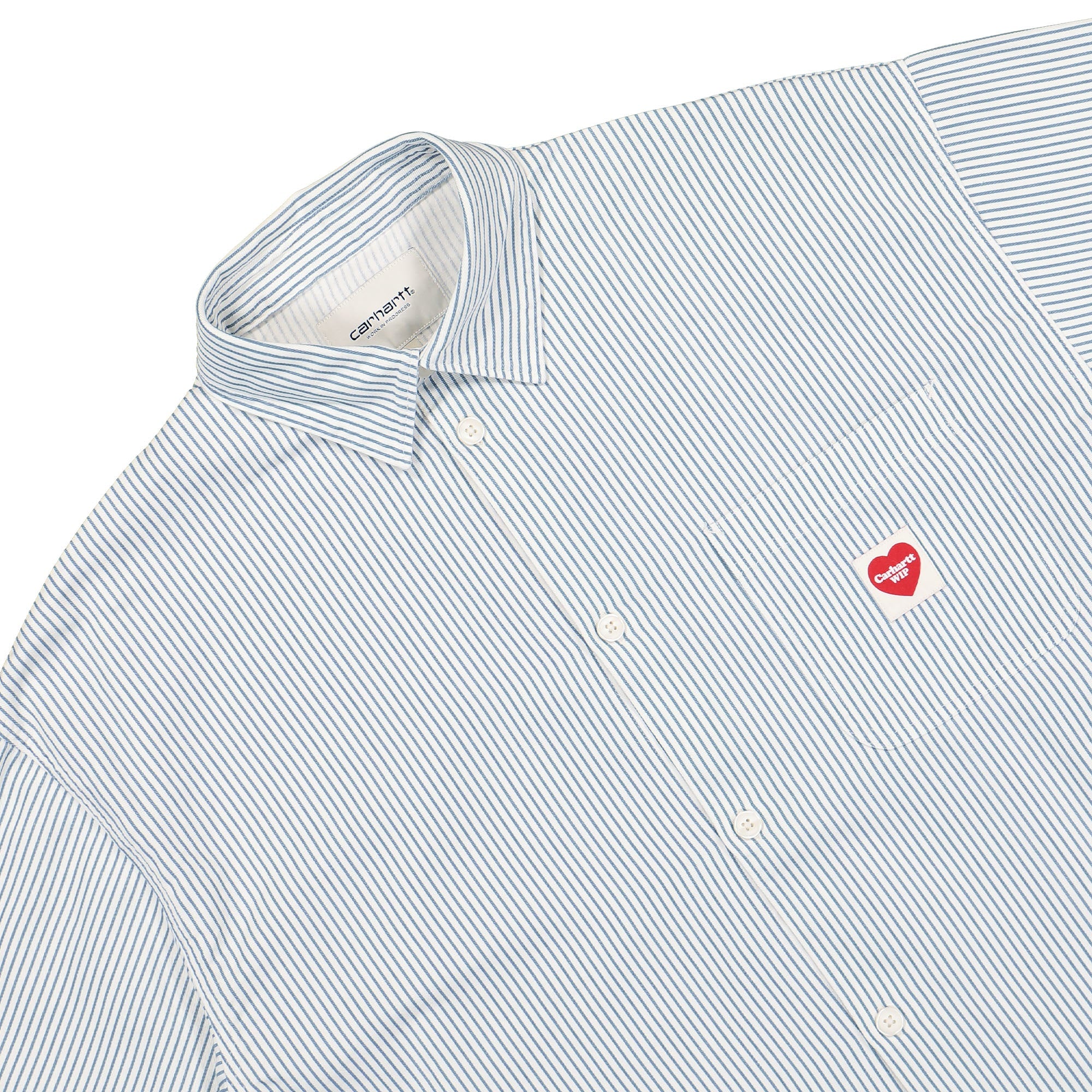 Carhartt WIP W L/S Terrell Shirt Terrell Stripe Wax / Bleach Longsleeves Close-up | Overkill