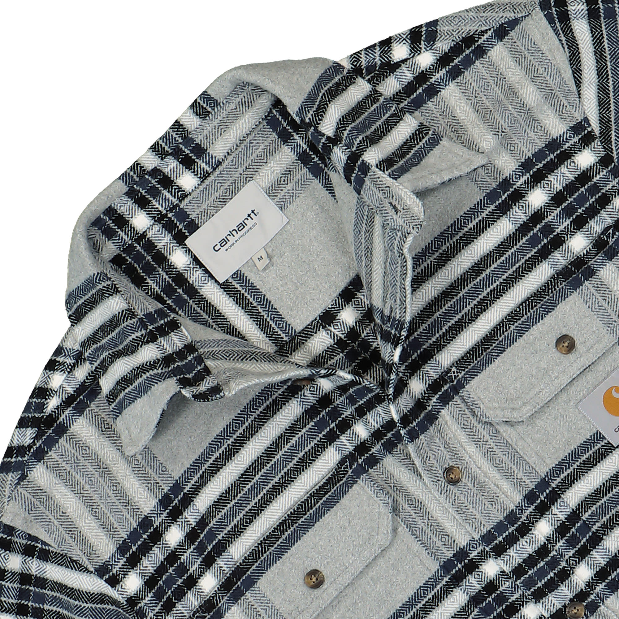 Carhartt WIP L/S Hawkins Shirt Hawkins Check, Grey Heather / Blue Shirts Close-up | Overkill