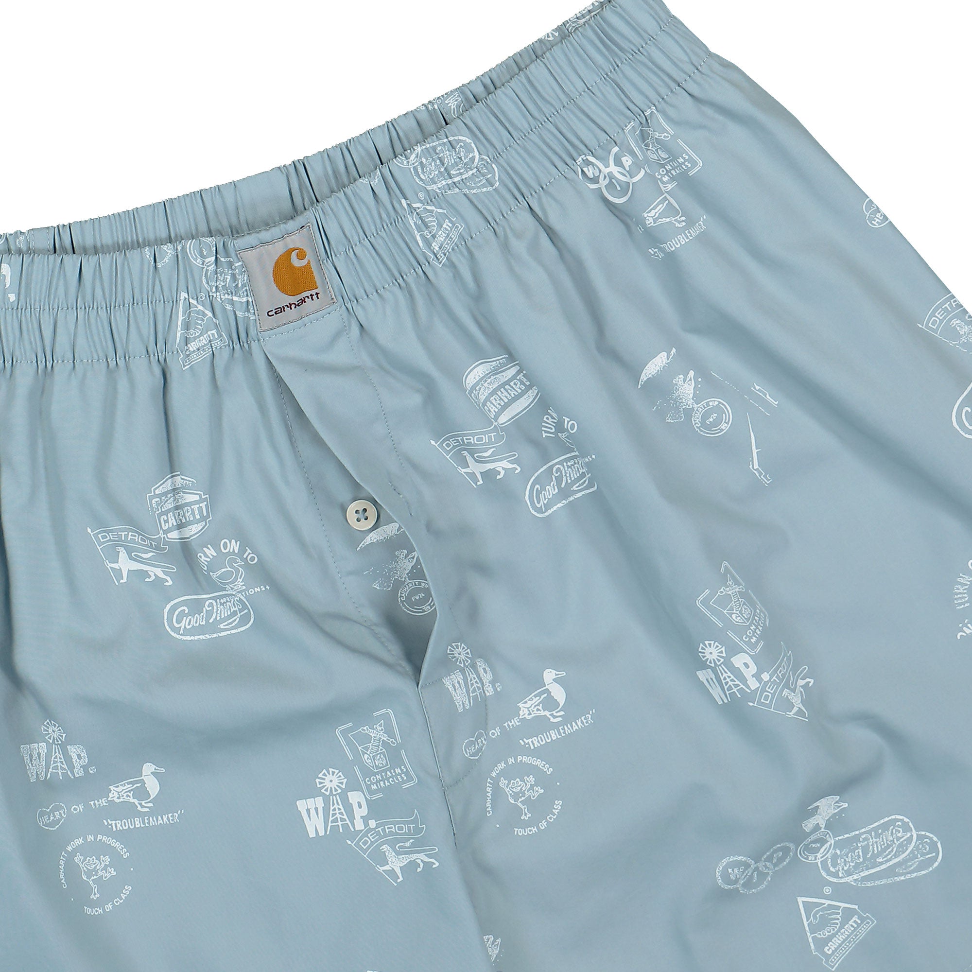 Carhartt WIP Cotton Boxer Stamp Print, Misty Sky Underwear Close-up | Overkill