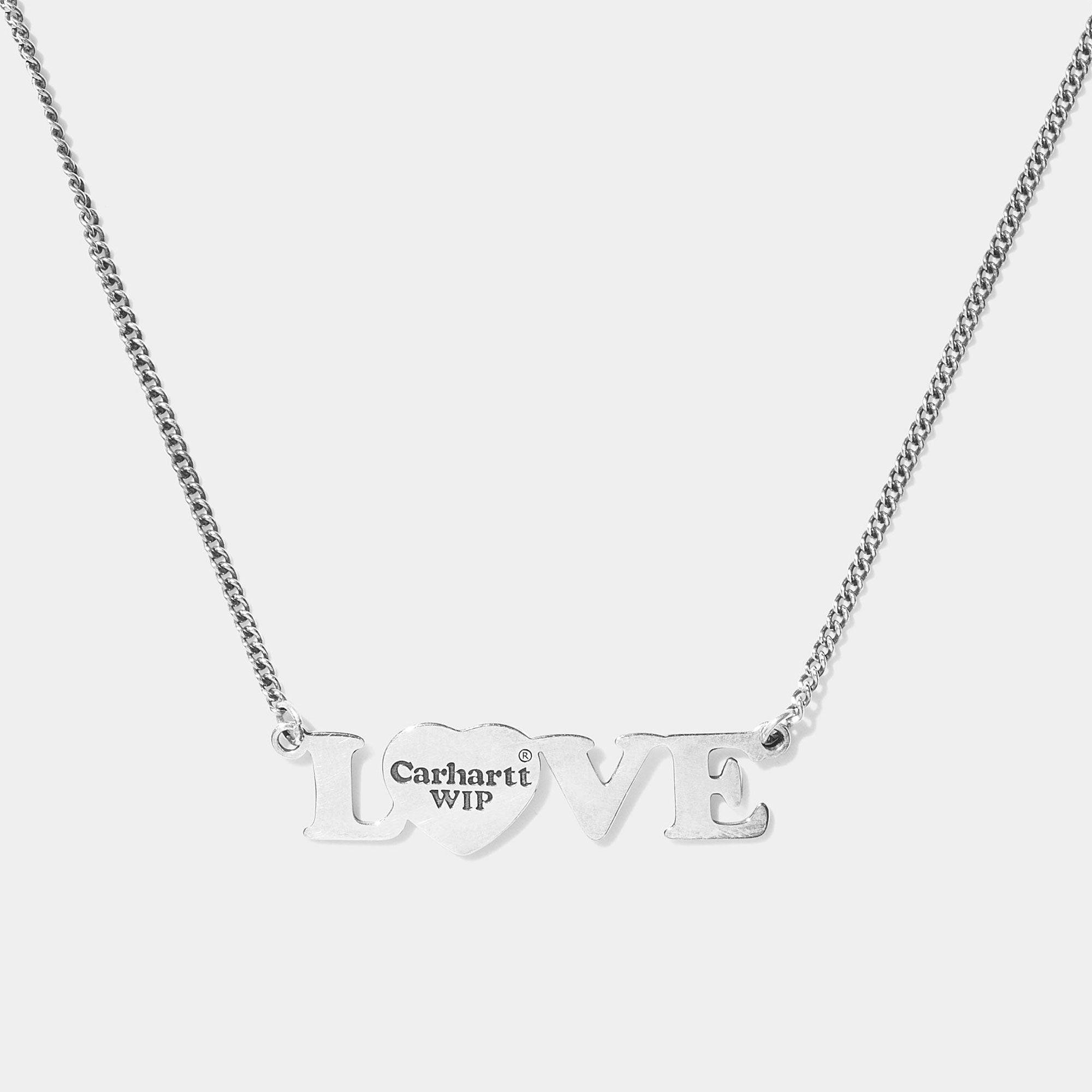 Carhartt WIP Love Pendant Necklace Silver Jewelry Detail view 1 | Overkill