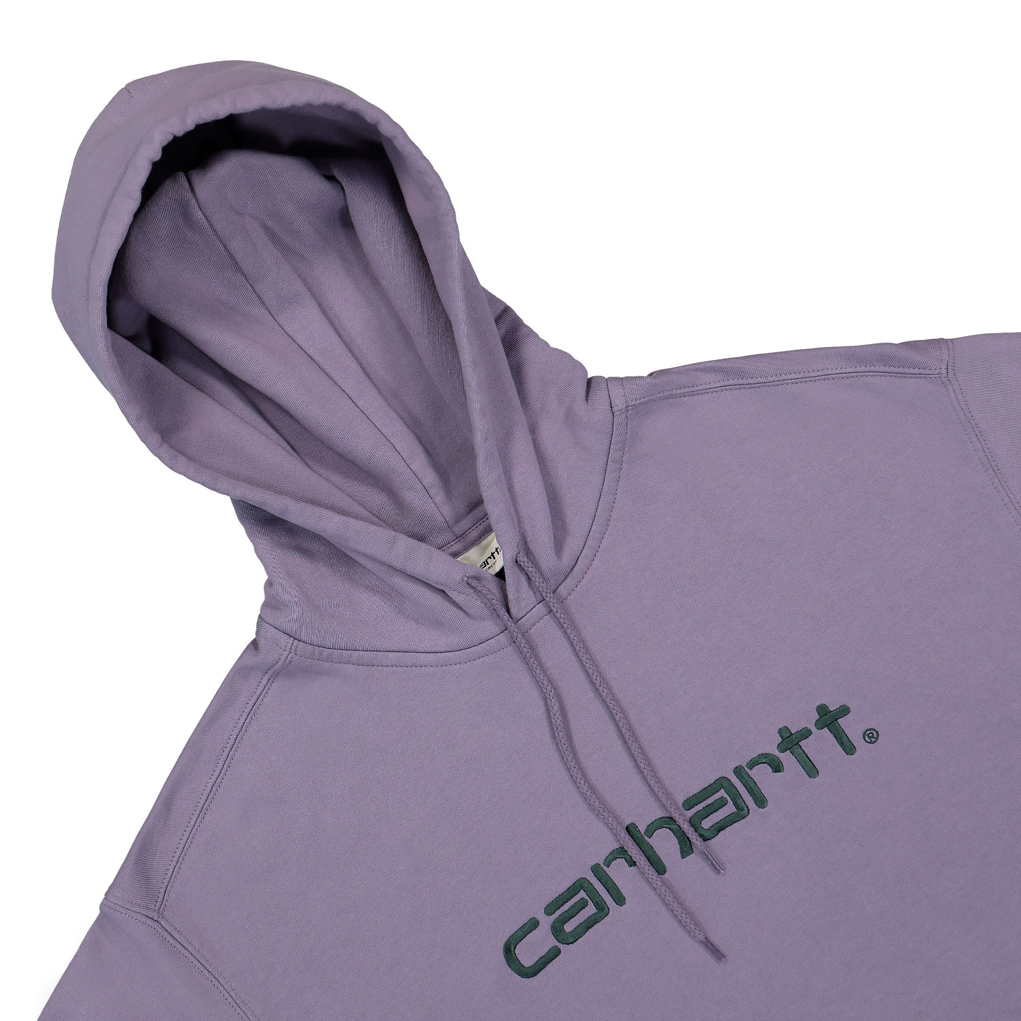 Carhartt WIP W Hooded Carhartt Sweatshirt Glassy Purple / Discovery Green Sweatshirts Close-up | Overkill