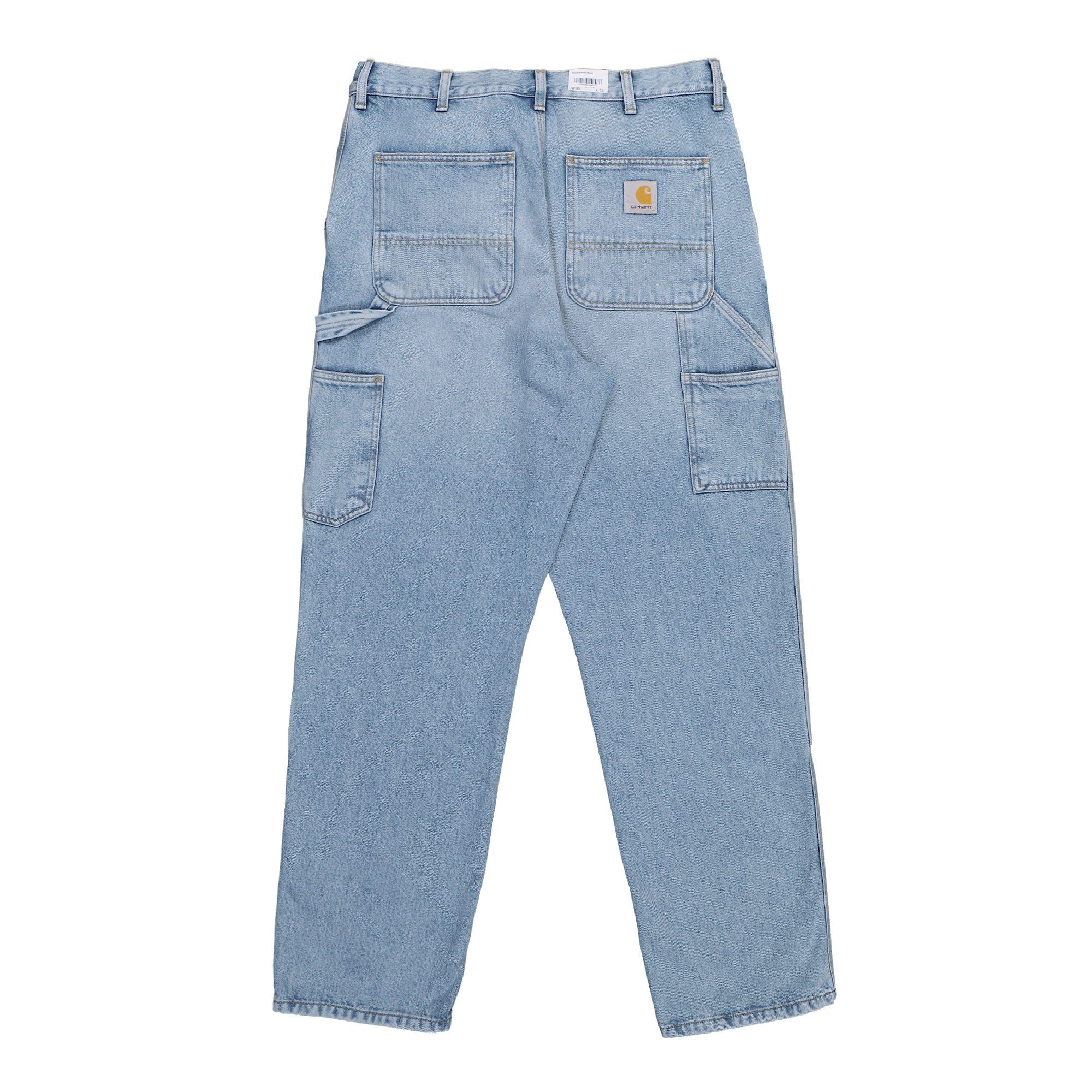 Carhartt WIP Double Knee Pant Blue Heavy Worn Bleach Jeans I032699.01.WU.32 Close-up | Overkill