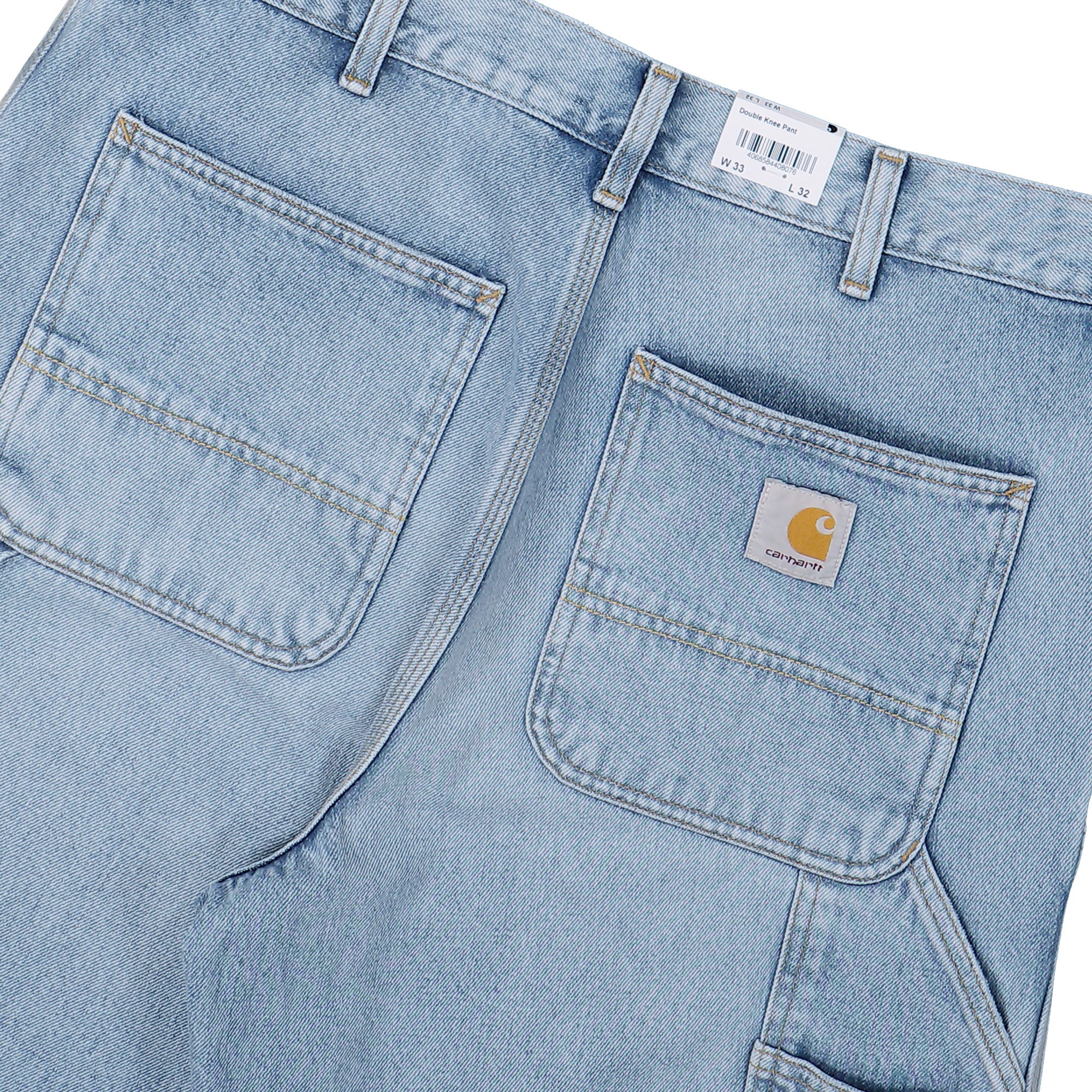 Carhartt WIP Double Knee Pant Blue Heavy Worn Bleach Jeans I032699.01.WU.32 Detail View 2 | Overkill