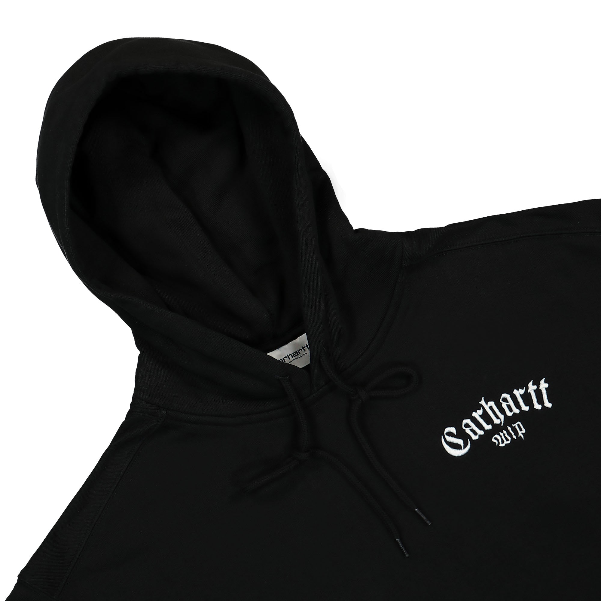 Carhartt WIP Hooded Onyx Script Sweat Black / White Hoodies Close-up | Overkill