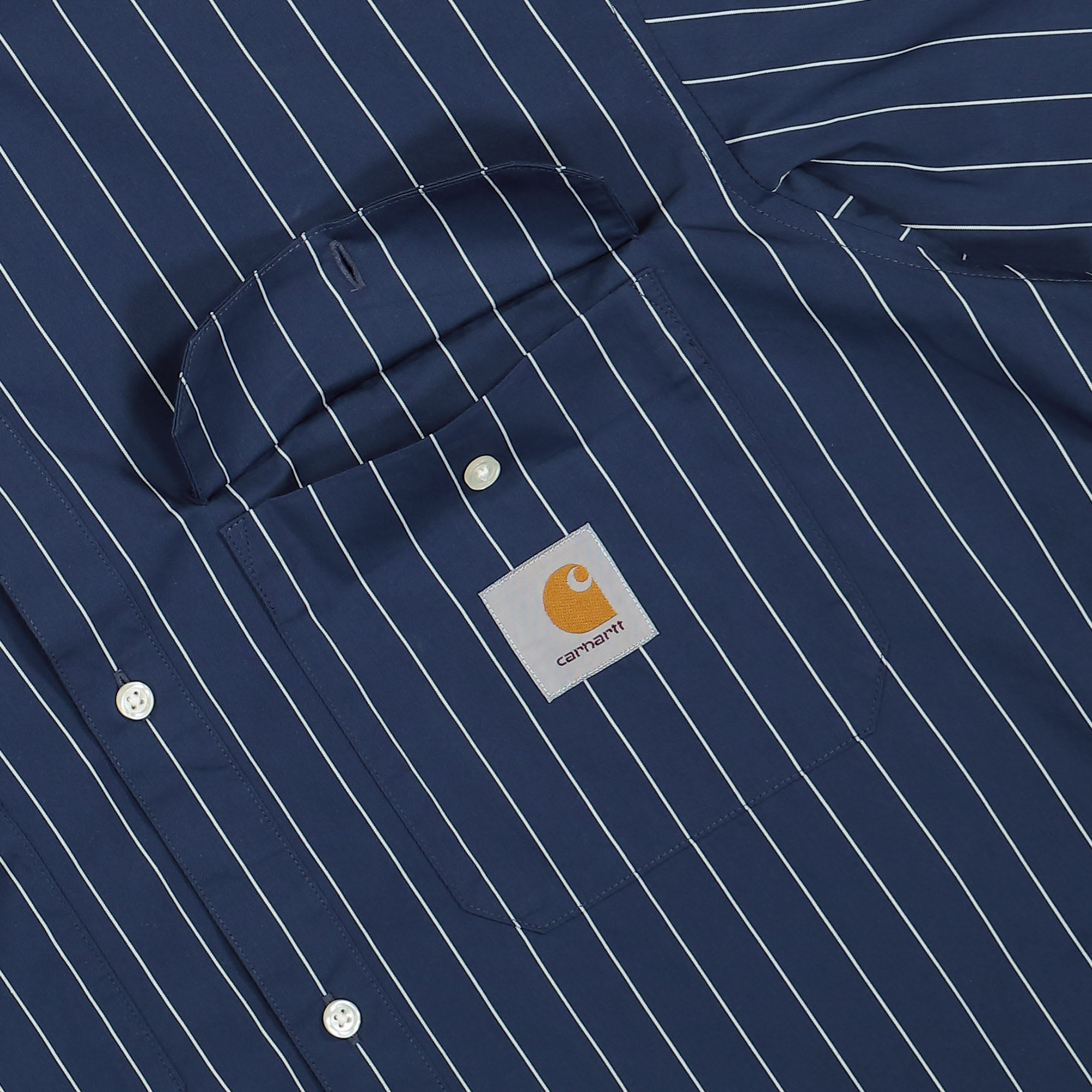 Carhartt WIP L/S Orlean Shirt Orlean Stripe Blue / White Shirts Detailfoto | Overkill