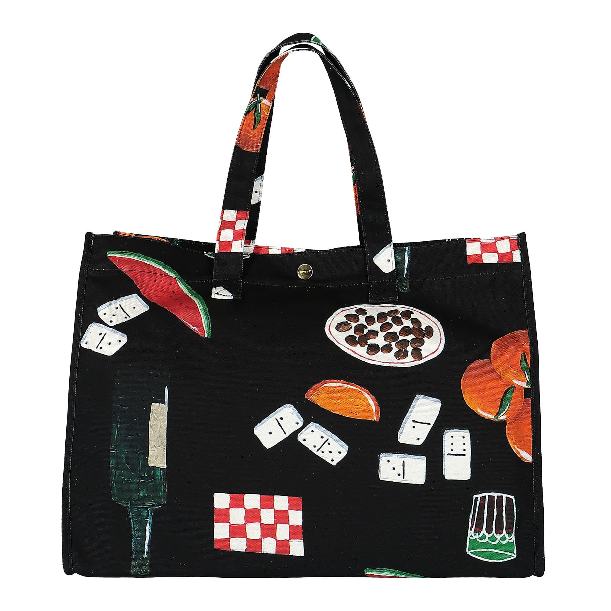 Carhartt WIP Canvas Graphic Beach Bag Dearborn Isis Maria Dinner Print / Black Tote Bags & Shoppers Close-up | Overkill