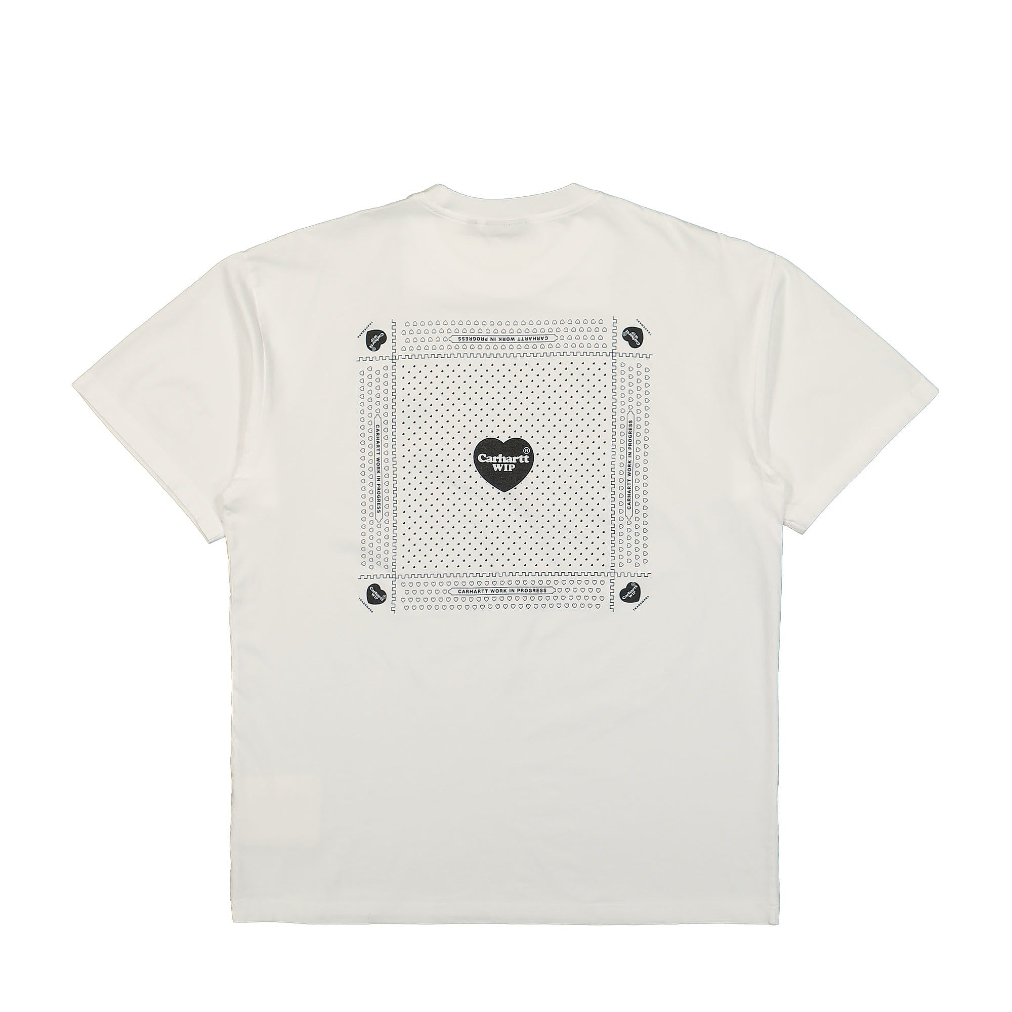 Carhartt WIP S/S Heart Bandana T-Shirt White / Black Stone Washed T-Shirts Close-up | Overkill