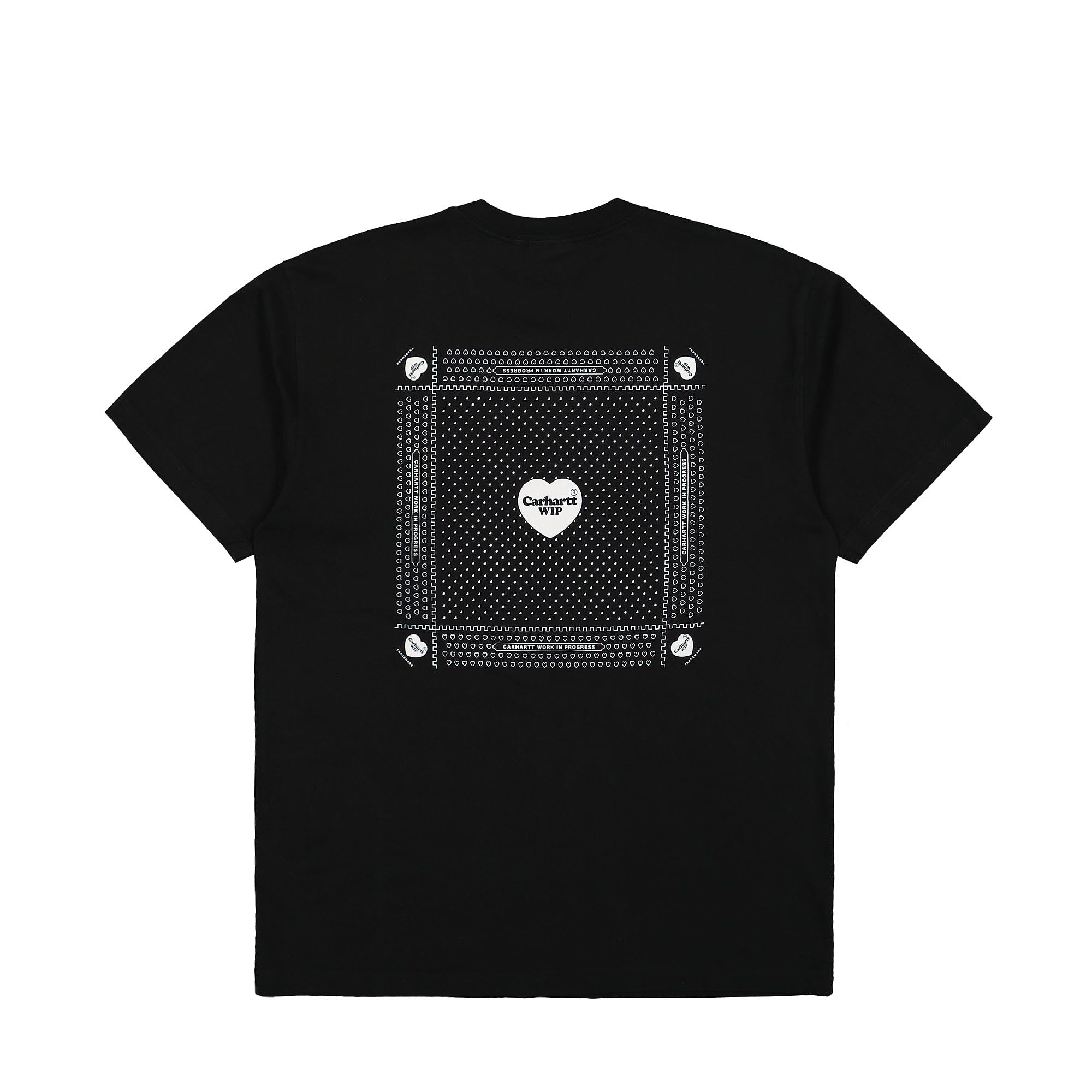 Carhartt WIP S/S Heart Bandana T-Shirt Black / White Stone Washed T-Shirts Close-up | Overkill