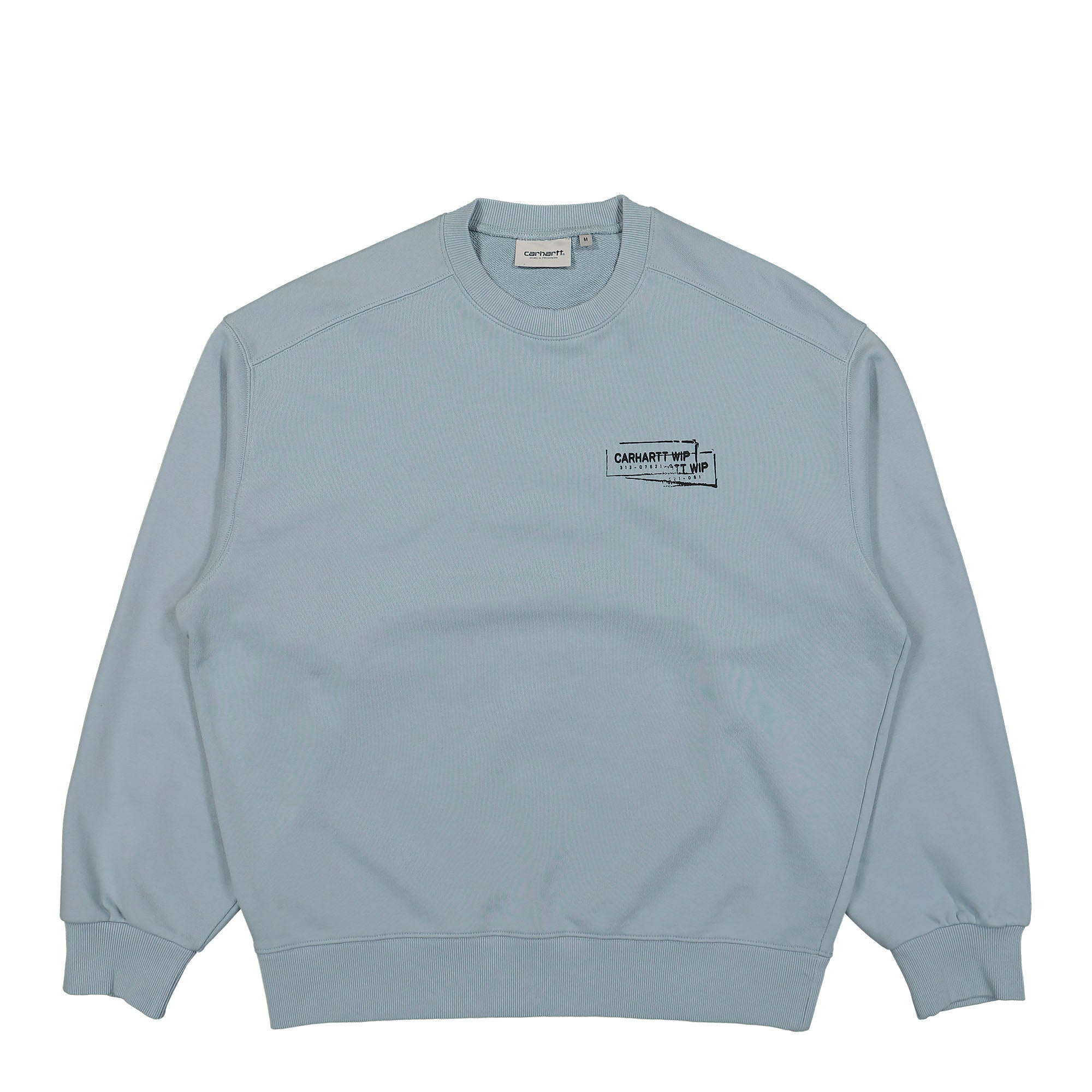 Carhartt WIP Stamp Sweat Misty Sky / Black Stone Washed Sweatshirts I033620.13G.06.03 | Overkill
