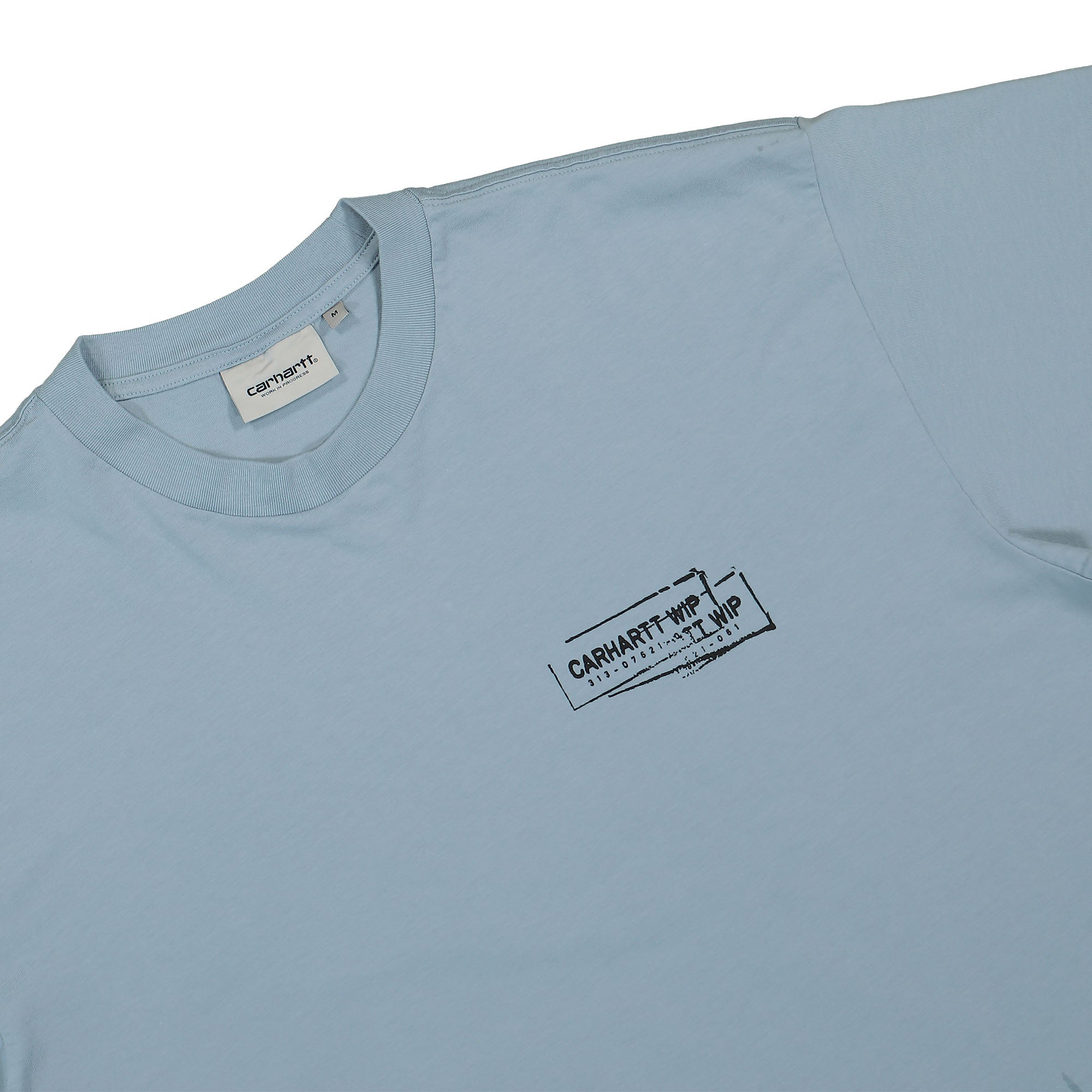 Carhartt WIP S/S Stamp T-Shirt Misty Sky / Black Stone Washed T-Shirts Material | Overkill