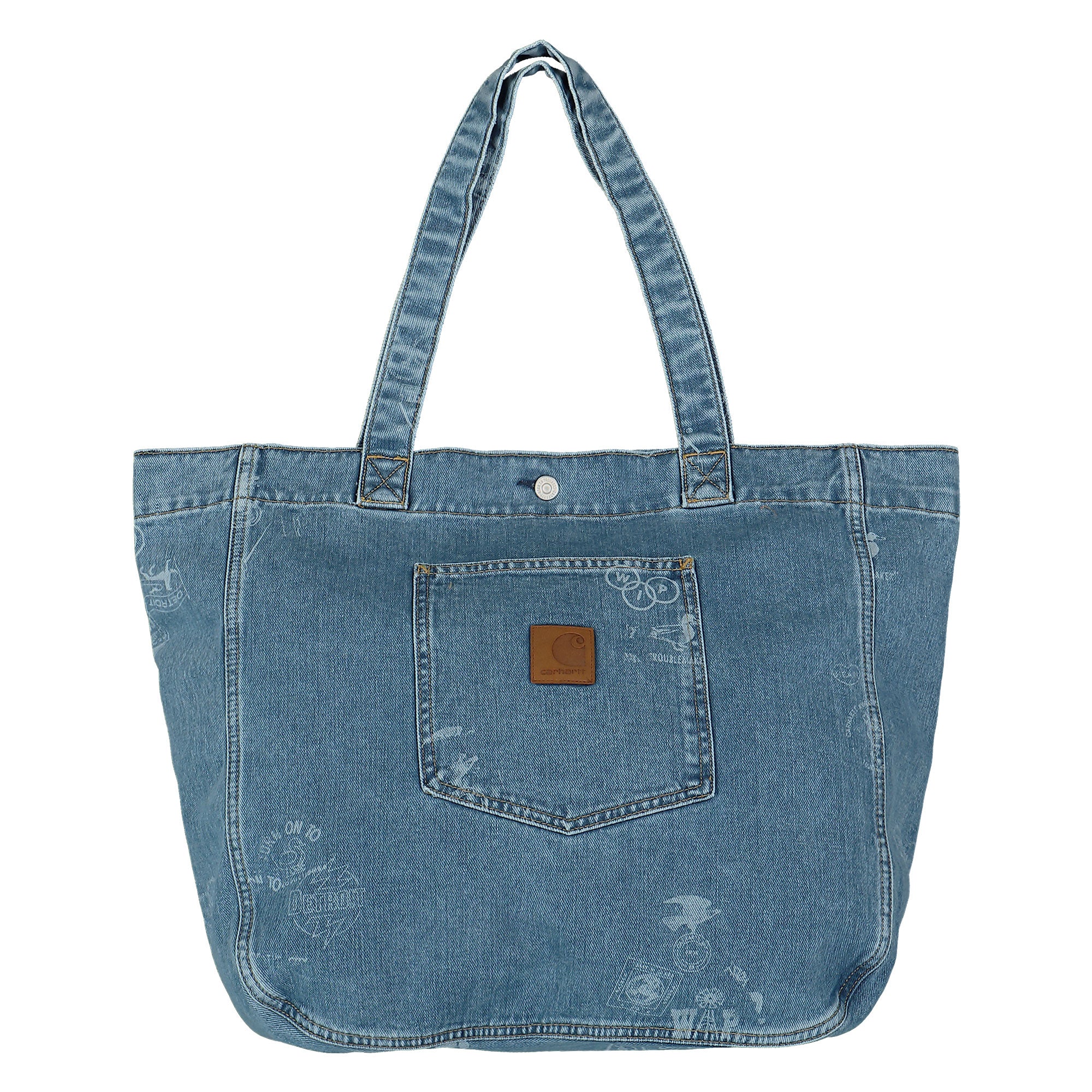 Carhartt WIP Stamp Tote Bag Maitland Stamp Stamp Print, Blue Bleached Tote Bags & Shoppers I033740.2LN.35.06 | Overkill