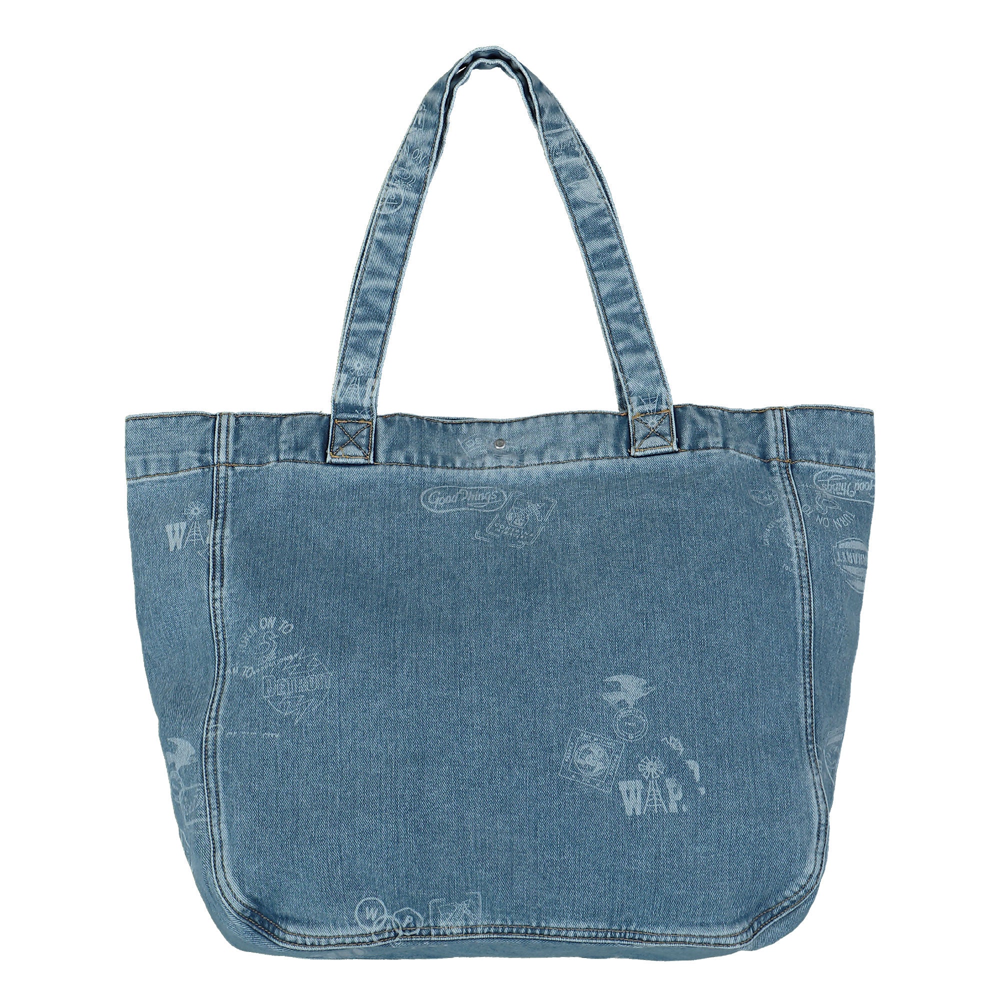 Carhartt WIP Stamp Tote Bag Maitland Stamp Stamp Print, Blue Bleached Tote Bags & Shoppers Close-up | Overkill