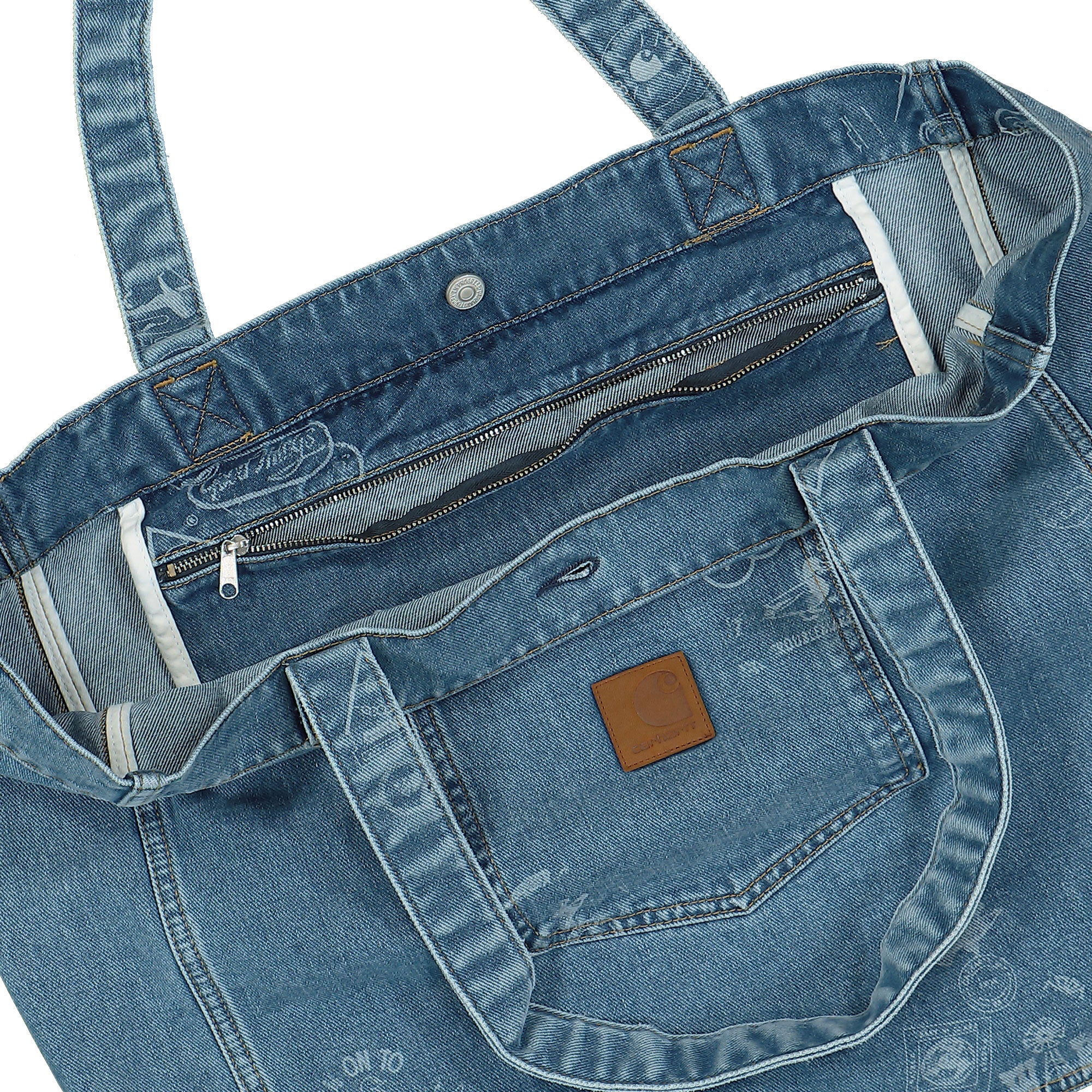 Carhartt WIP Stamp Tote Bag Maitland Stamp Stamp Print, Blue Bleached Tote Bags & Shoppers Material | Overkill
