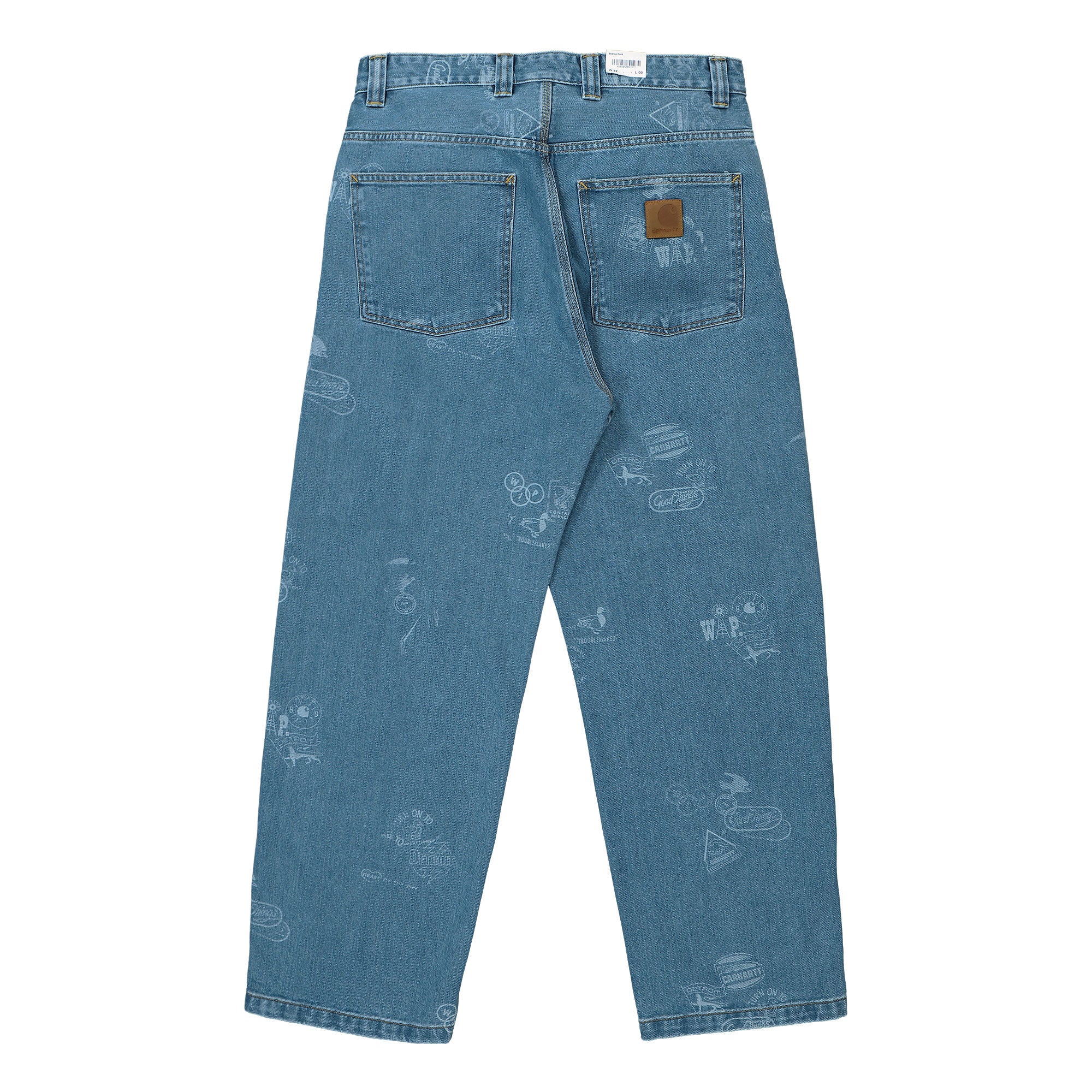 Carhartt WIP Stamp Pant Maitland Stamp Print, Blue Bleached Jeans Material | Overkill