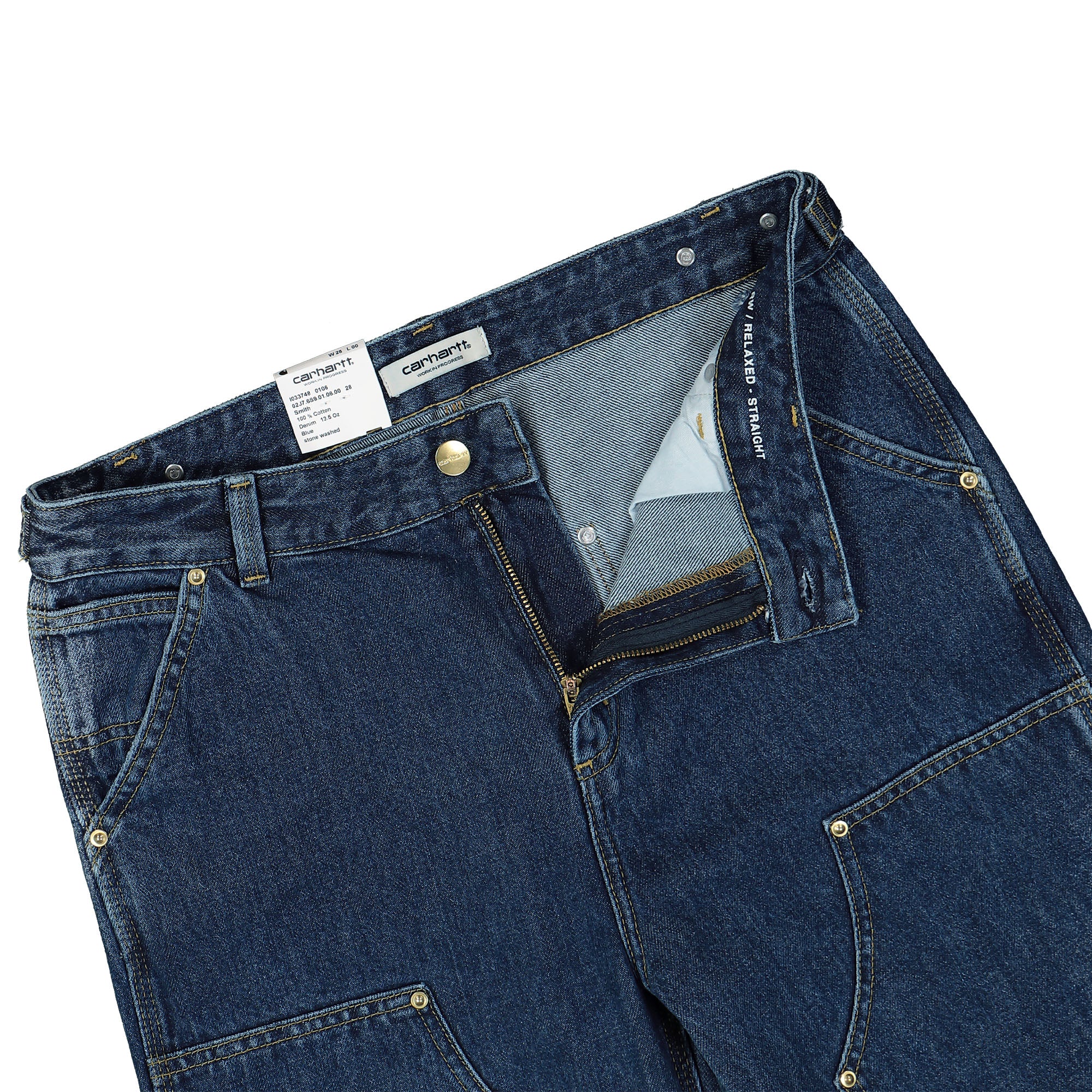Carhartt WIP W Nashua Double Knee Pant Smith Blue Stone Washed Jeans Detailfoto | Overkill