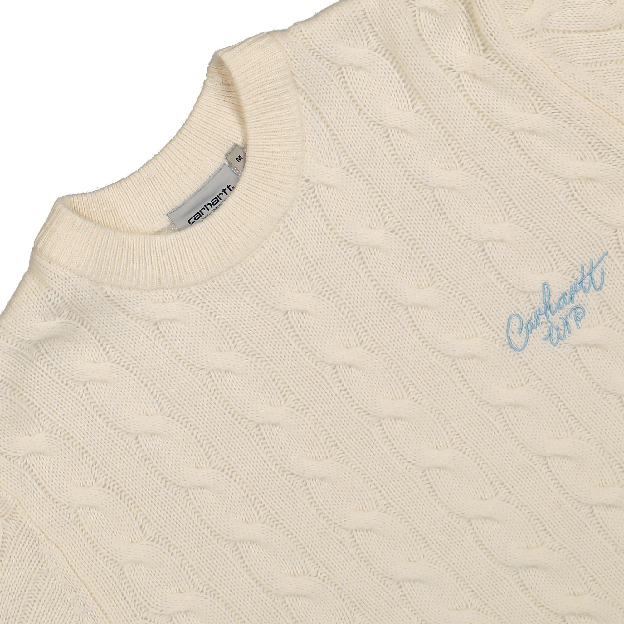 Carhartt WIP Signature Sweater Natural / Dusty Ice Sweatshirts Close-up | Overkill