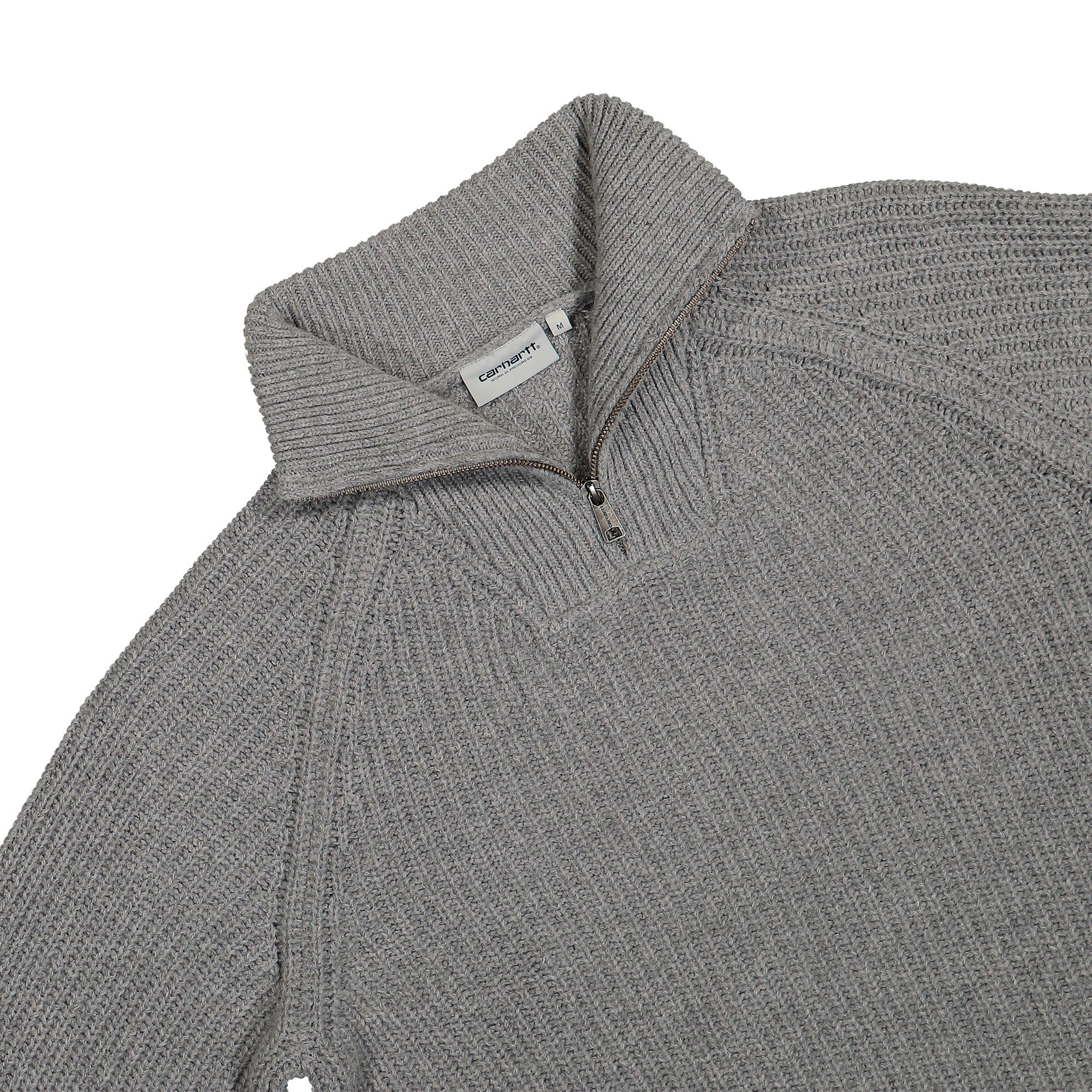 Carhartt WIP Marlon Half Zip Sweater Grey Heather Sweatshirts Close-up | Overkill