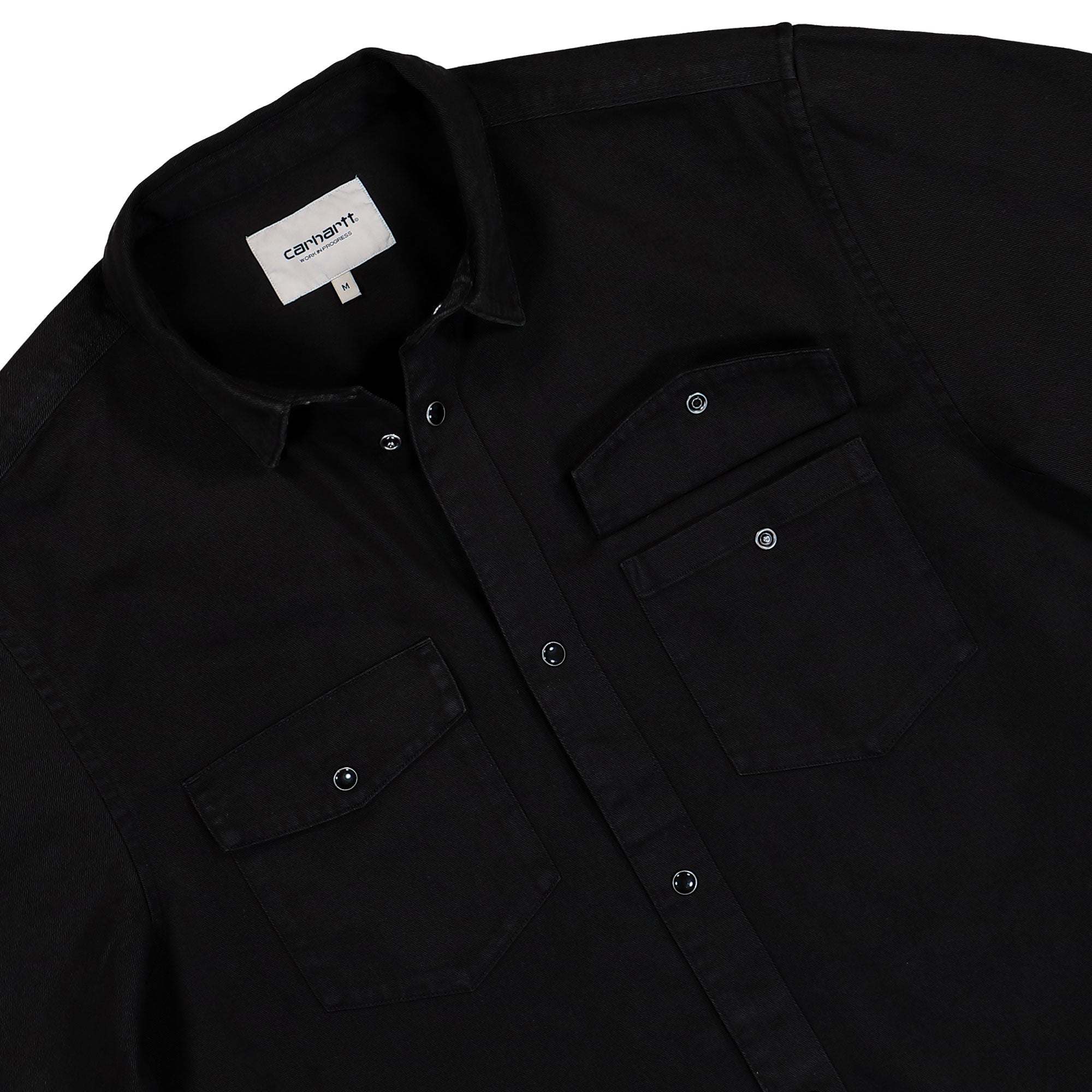 Carhartt WIP L/S Santa Fe Shirt Black Garment Dyed Shirts Close-up | Overkill