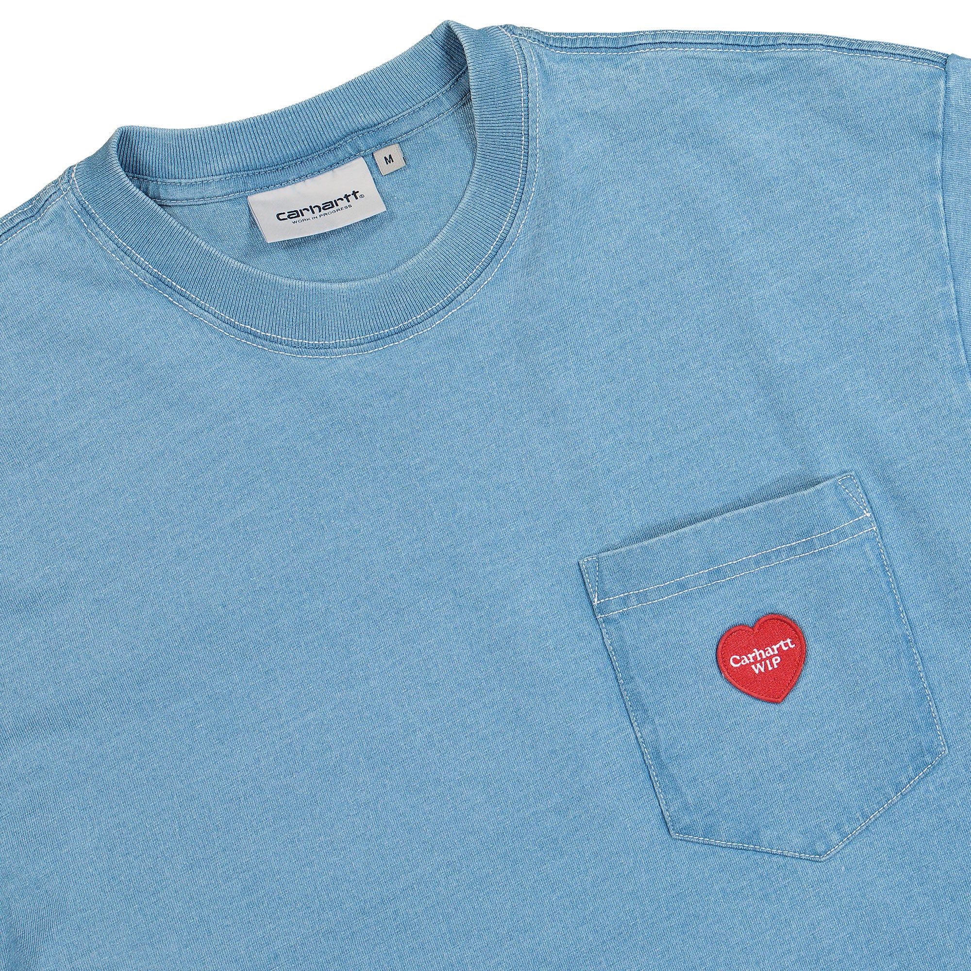 Carhartt WIP S/S Ingo Pocket T-Shirt Light Blue Garment Dyed T-Shirts Close-up | Overkill
