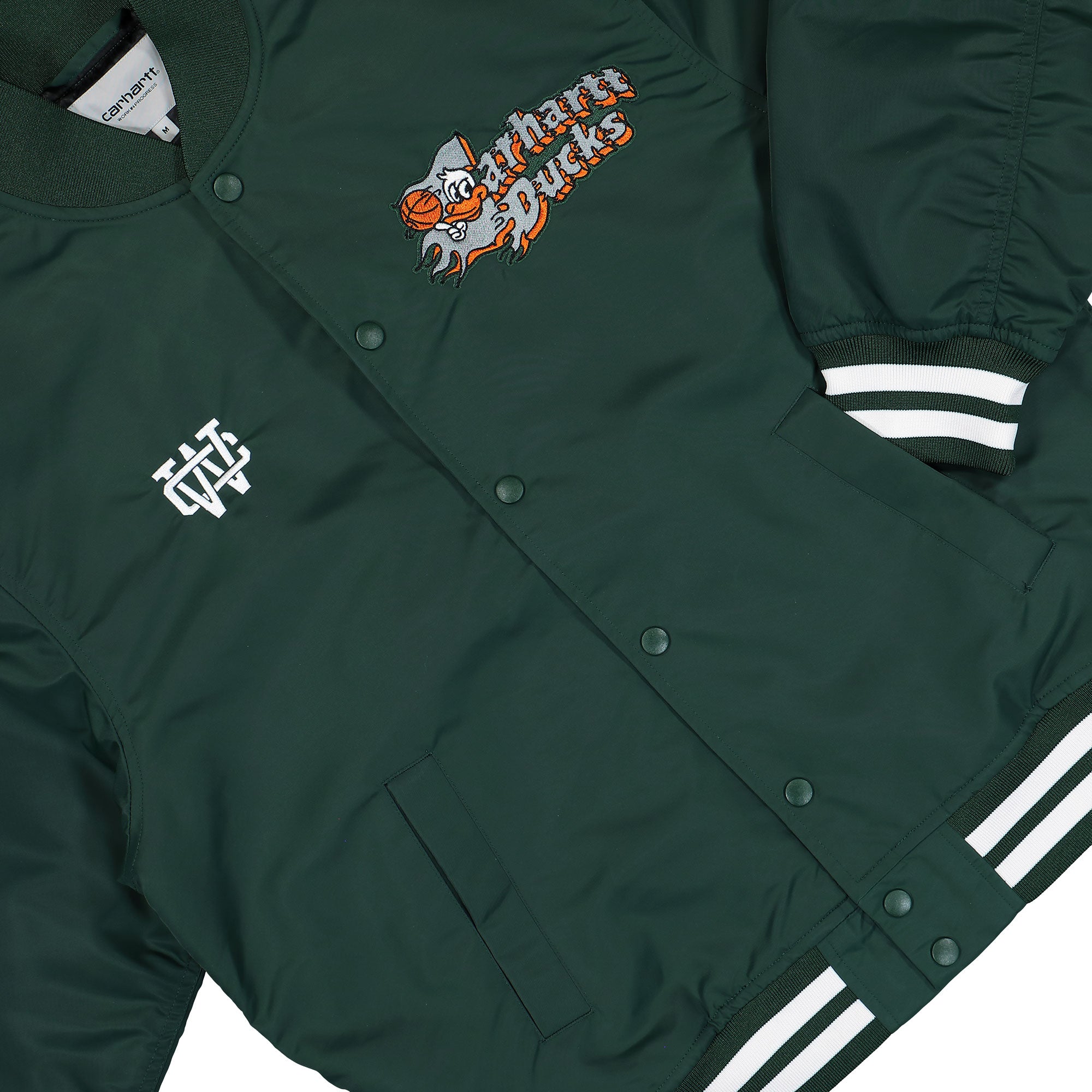 Carhartt Flaming Ducks Bomber Conifer / Wax Bomber & Varsity Jackets I034510.2VO.XX.03 Detail View 1 | Overkill
