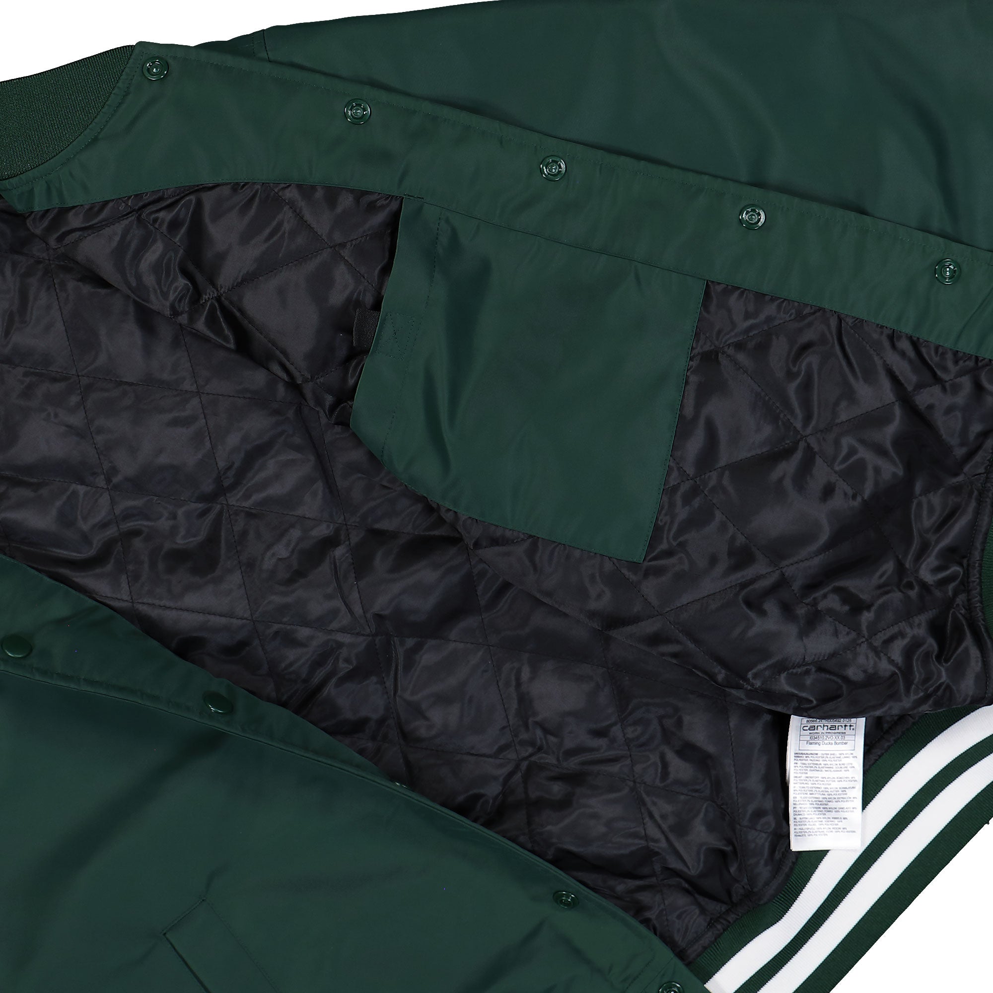 Carhartt Flaming Ducks Bomber Conifer / Wax Bomber & Varsity Jackets I034510.2VO.XX.03 Detail View 2 | Overkill