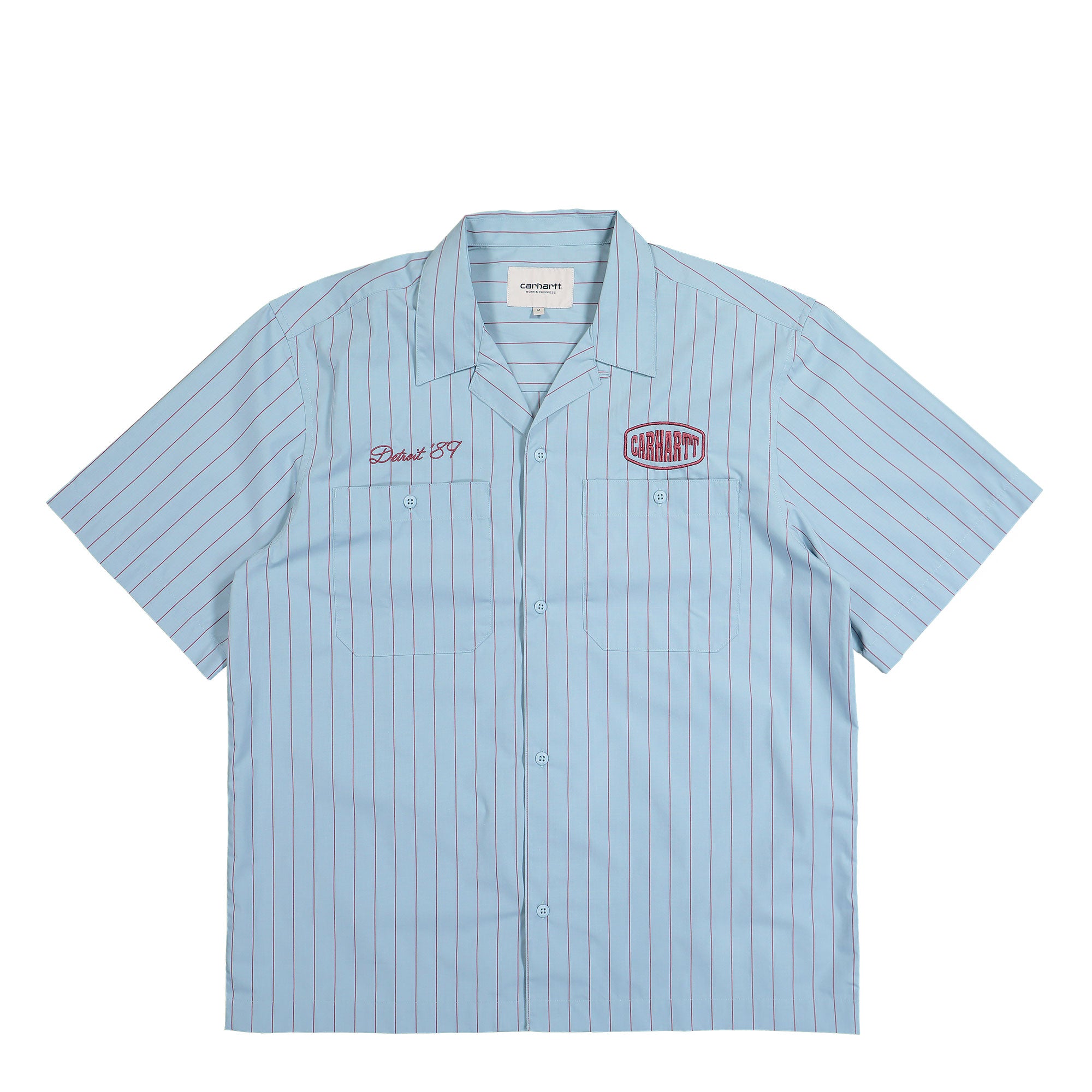 Carhartt WIP S/S Hendry Shirt Seaton Stripe / Frosted Blue Shirts I034534.2SU.XX.03 | Overkill