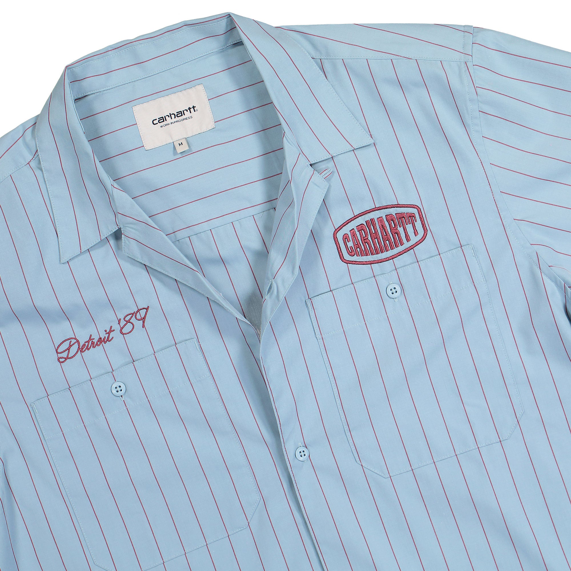 Carhartt WIP S/S Hendry Shirt Seaton Stripe / Frosted Blue Shirts Close-up | Overkill