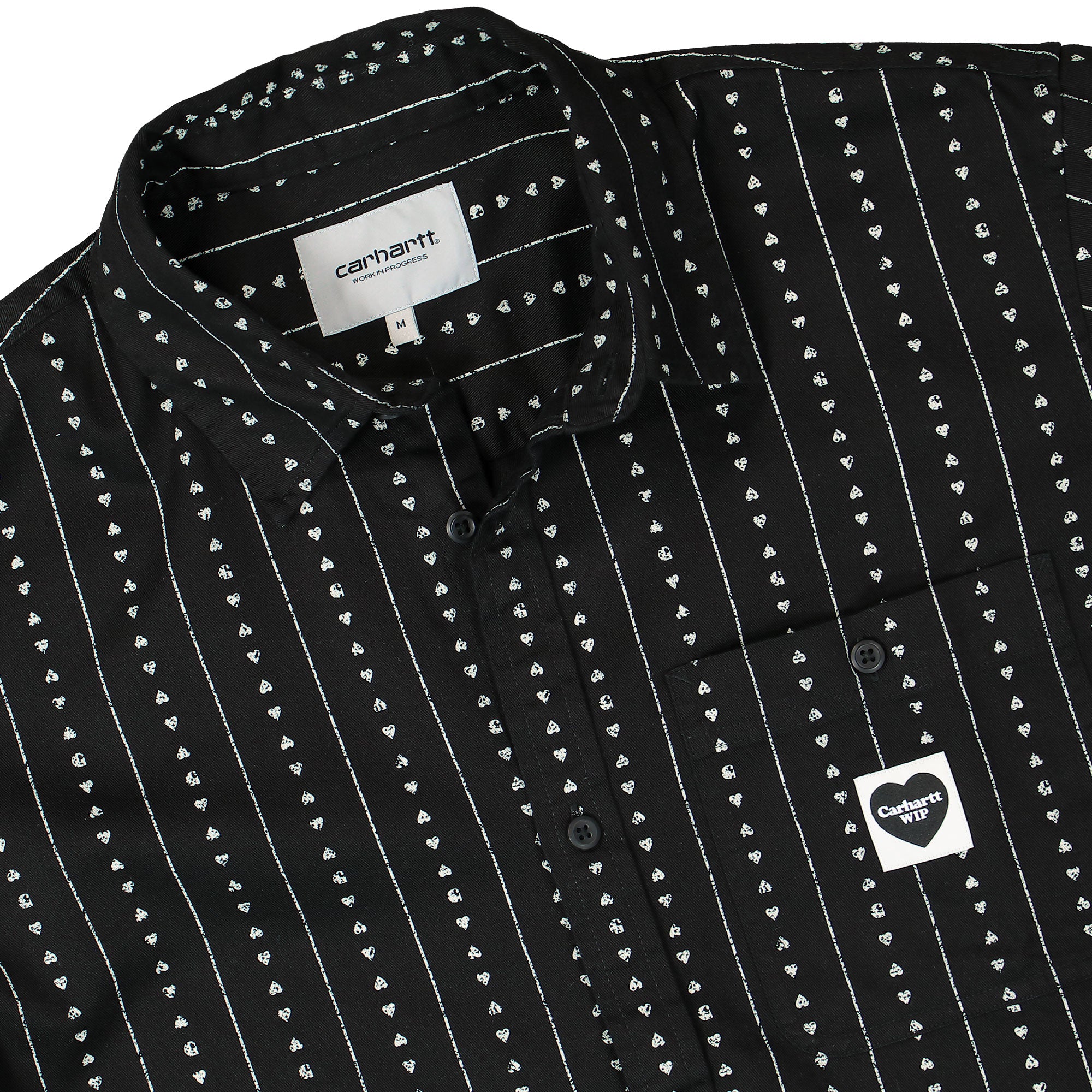 Carhartt WIP S/S Drewe Shirt Heart C Pinstripe / Black / Natural Shirts Close-up | Overkill