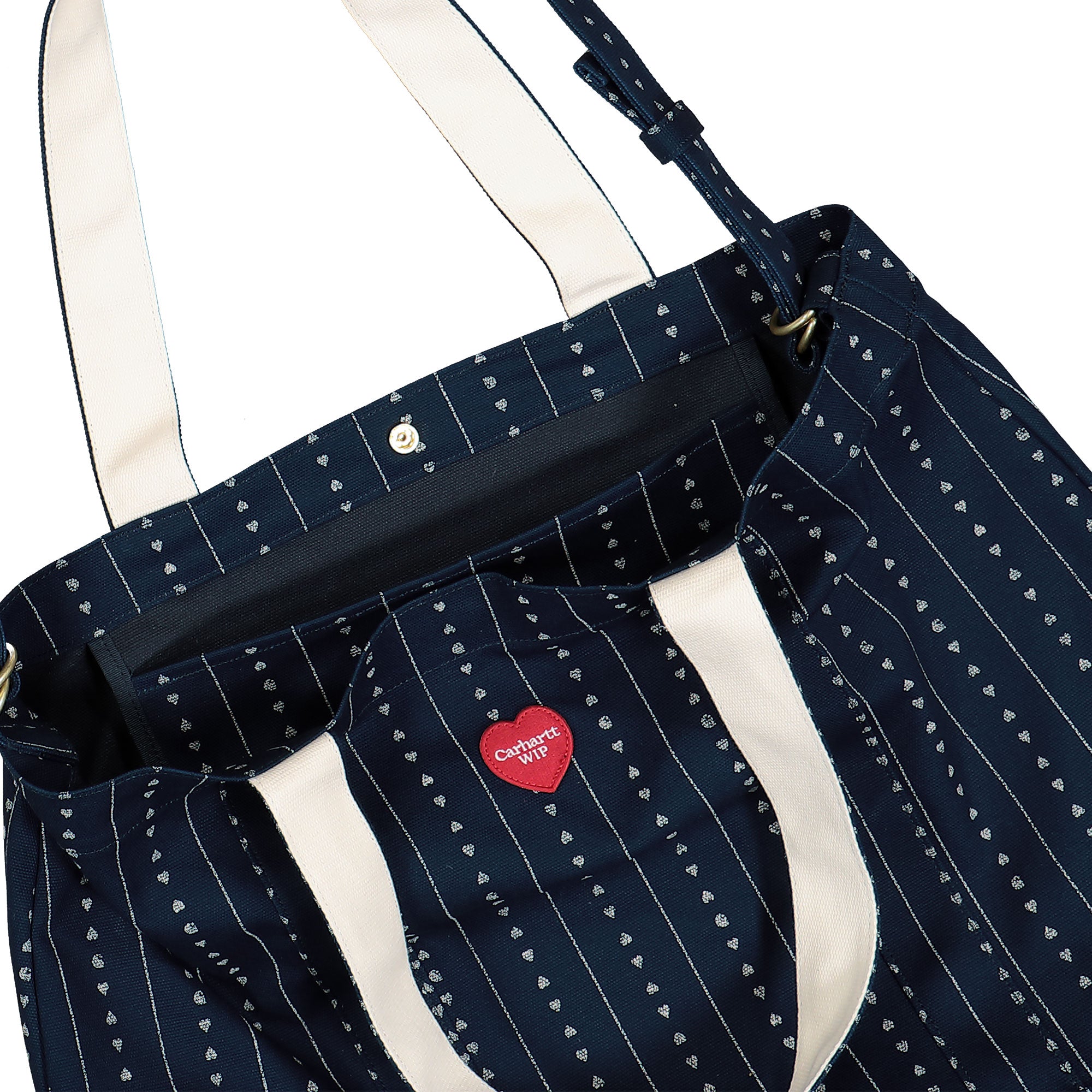 Carhartt WIP Big Drewe Tote Bag Heart C Pinstripe / Ink / Natural Tote Bags & Shoppers Detail view 2 | Overkill
