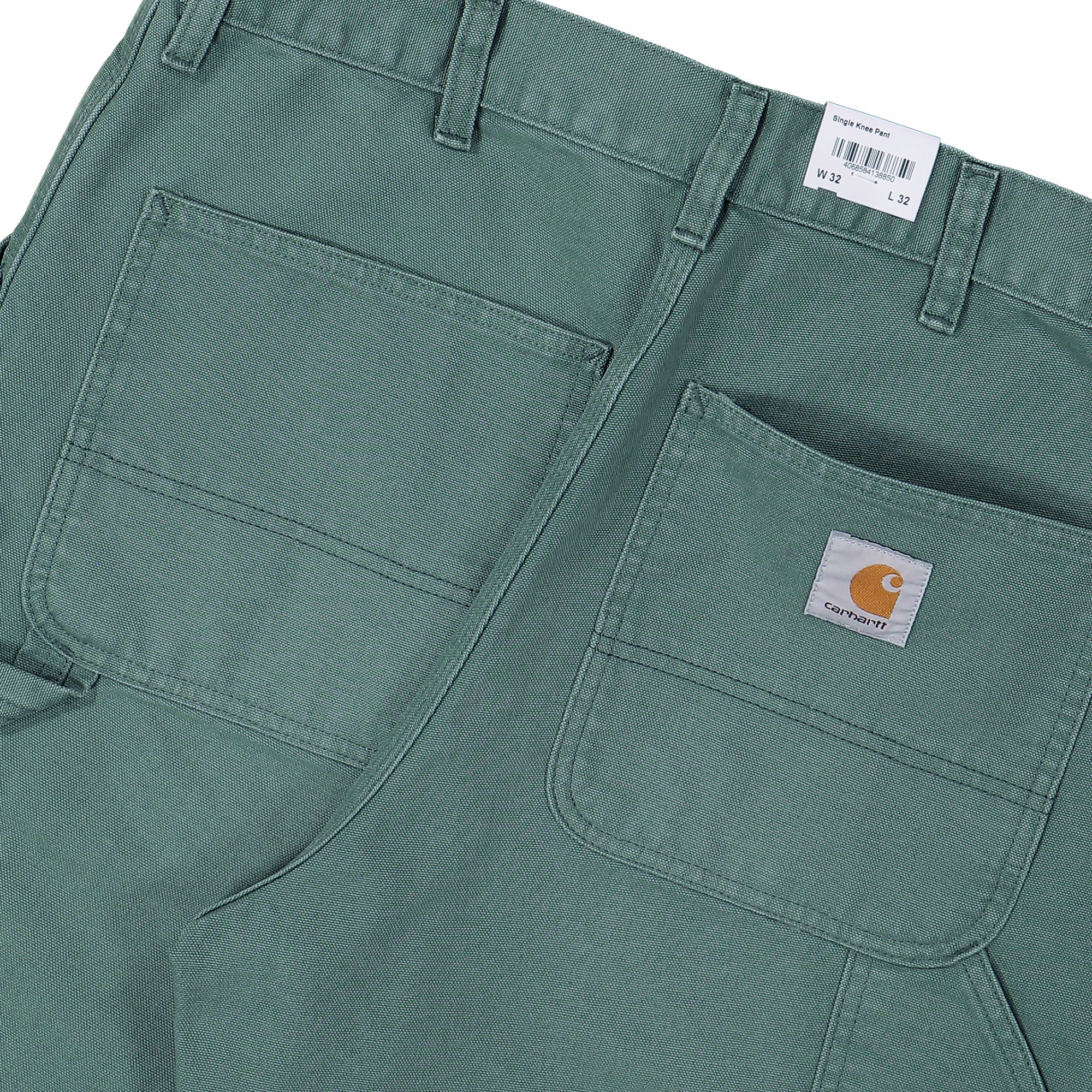 Carhartt WIP Single Knee Pant Silver Pine Stone Canvas Jeans I034798.2M2.4O.32 Detail View 2 | Overkill