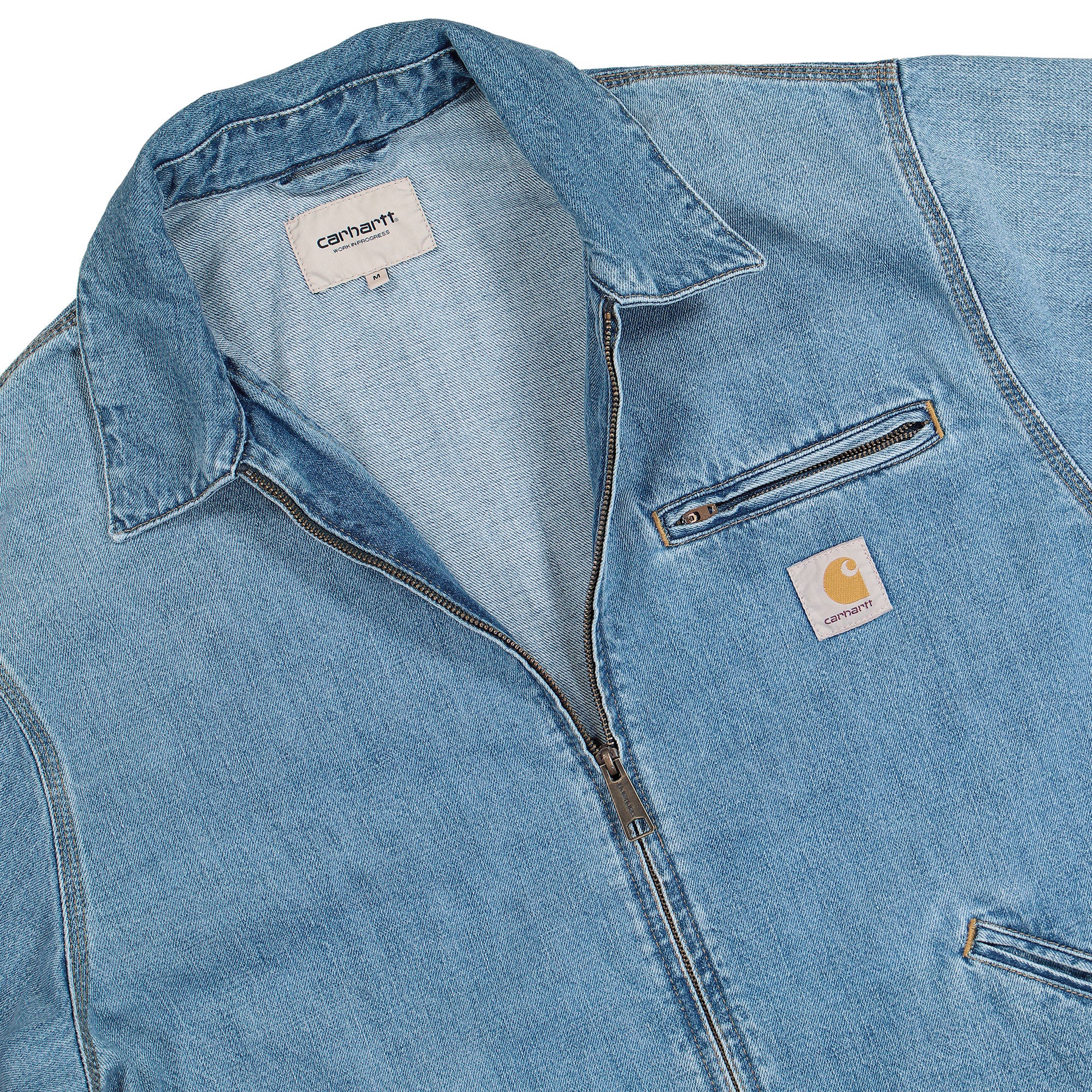 Carhartt WIP OG Detroit Jacket Blue Burst Washed Bomber & Varsity Jackets Close-up | Overkill