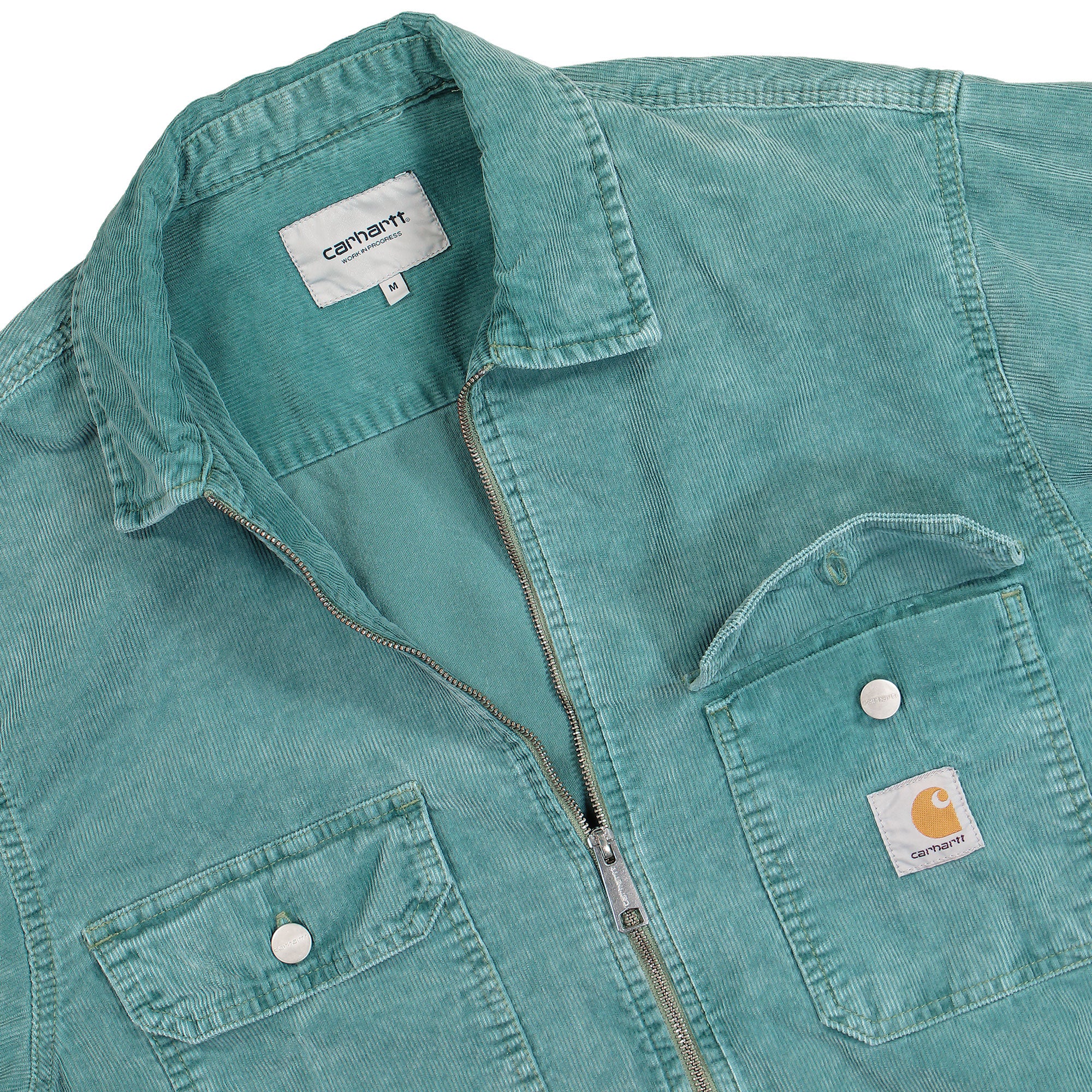 Carhartt WIP Reynold Shirt Jacket Silver Pine Dusky Washed Jackets Close-up | Overkill