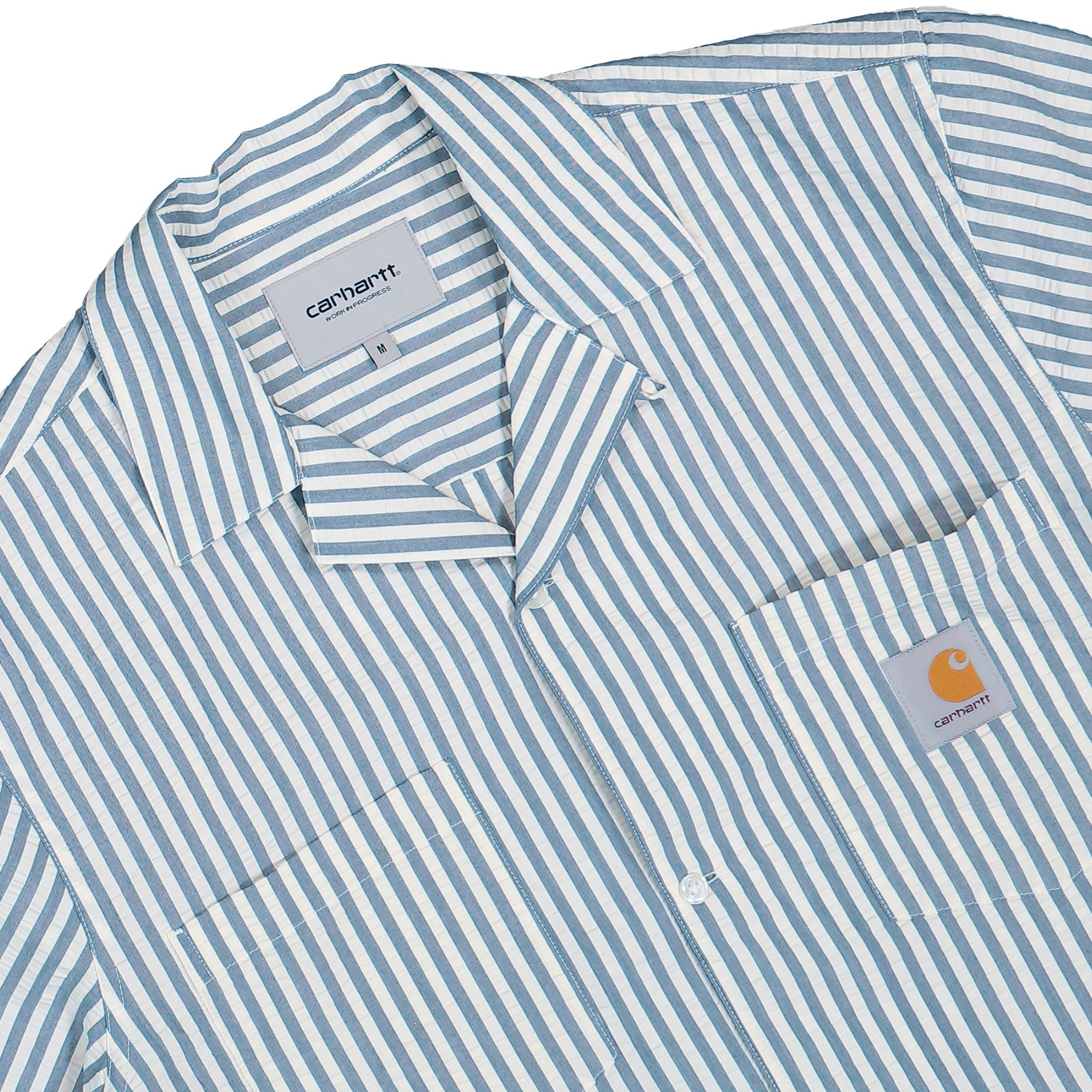 Carhartt WIP S/S Leavel Shirt Leavel Stripe, Blue River, Wax Shirt I036203.3K5.XX.03 Detailfoto | Overkill