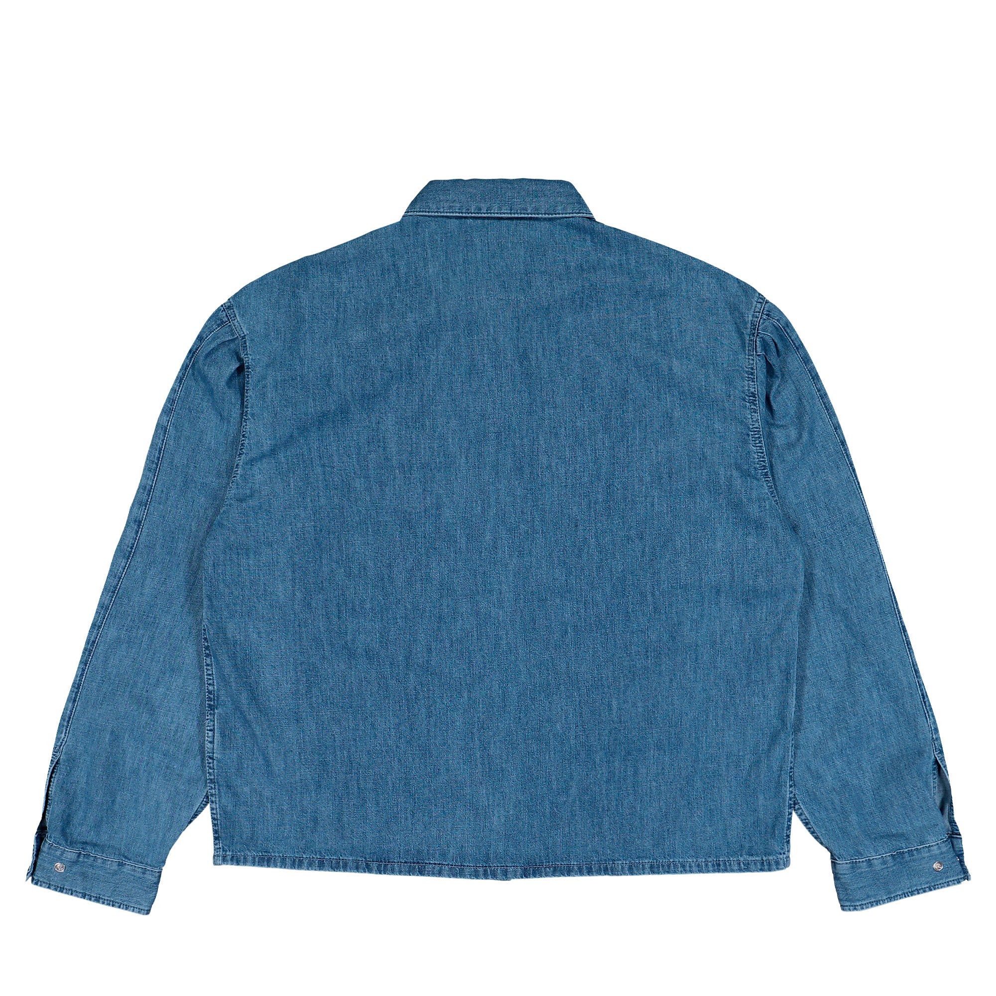 Edwin Workman LS Shirt Blue Light Stone Washed Denim Shirt I036464.01.47.03 Close-up | Overkill