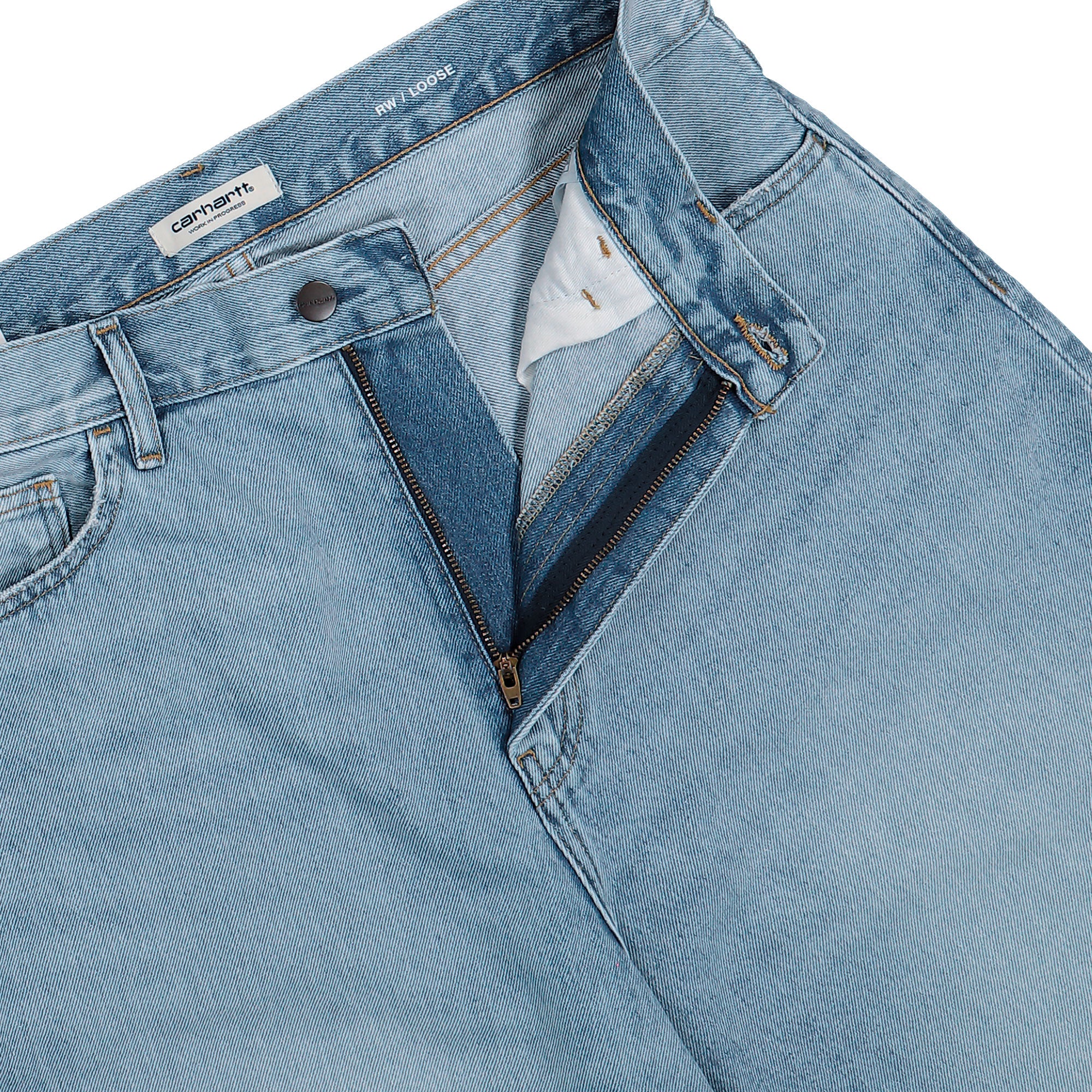 Carhartt WIP W Brandon Short Blue Heavy Worn Bleached Short I037021.01.WU.03 Detail View 1 | Overkill