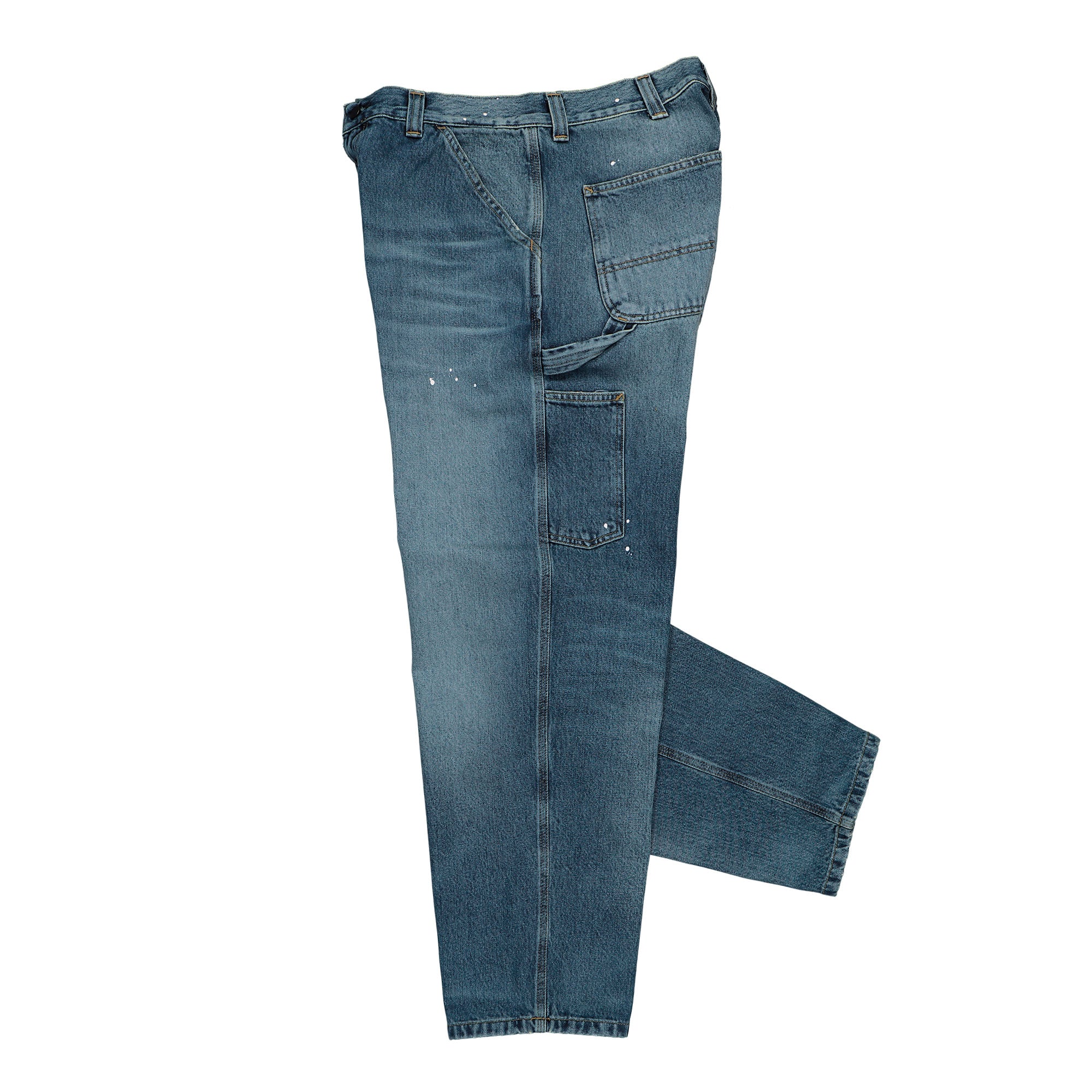 Carhartt WIP OG Single Knee Pant Blue Destroy Wash / Splatter Jeans I037031.01.EJ.03 Detailfoto | Overkill