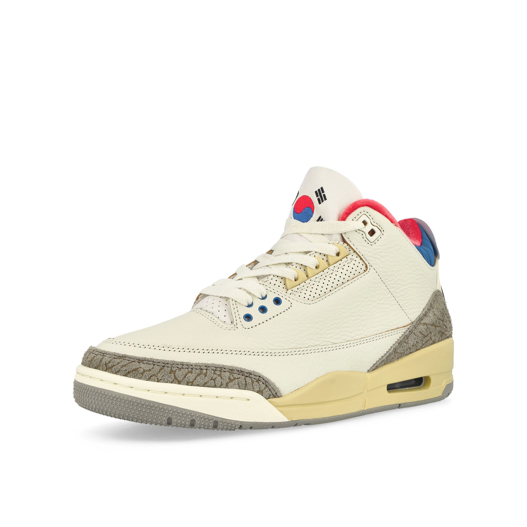 Jordan Air Jordan 3 Retro White / Black - Sport Royal - Challenge Red Mid Top Sneakers Close Up | Overkill