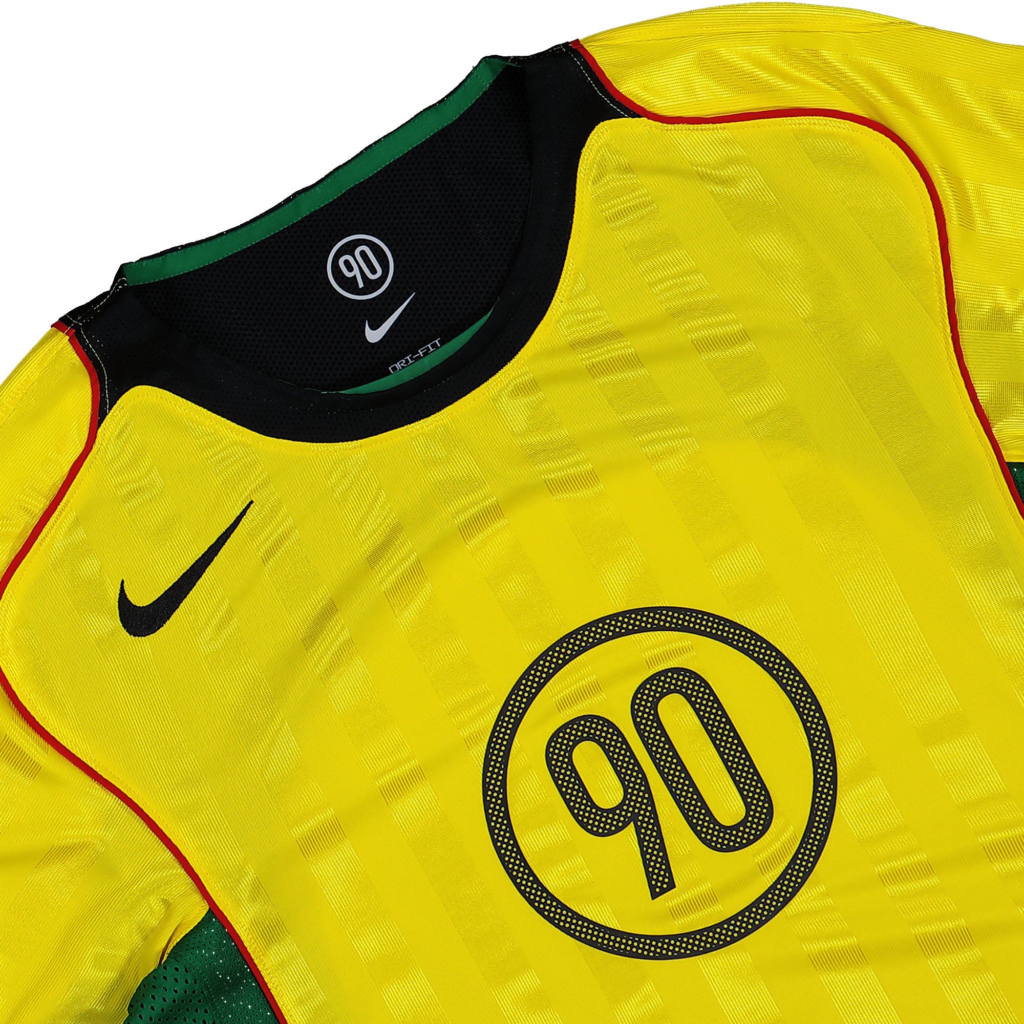Nike T90 Dri-Fit Energy Jersey Tour Yellow / Black / Sport Red / Black Football Jersey IB4218 719 Detailfoto | Overkill