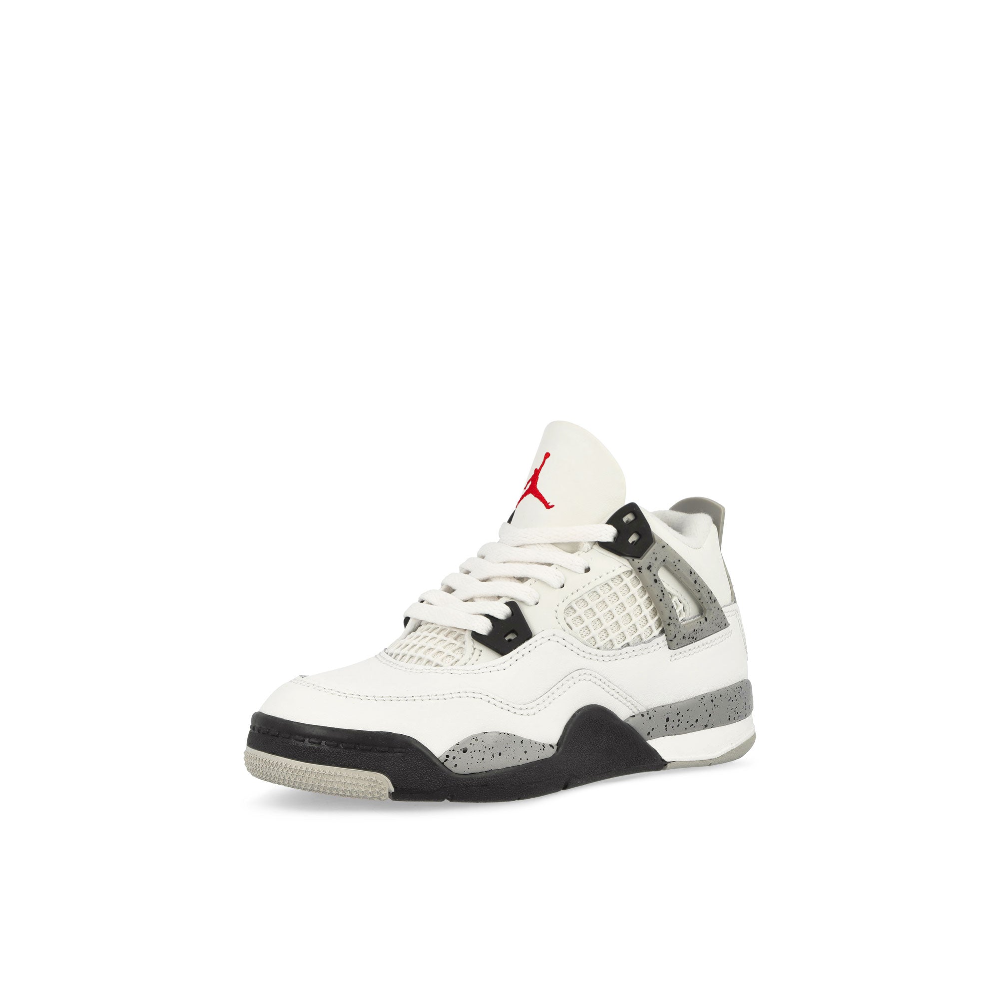 Jordan 4 Retro PS Summit White / Fire Red - Cement Grey - Black Low Top Sneakers Close Up | Overkill