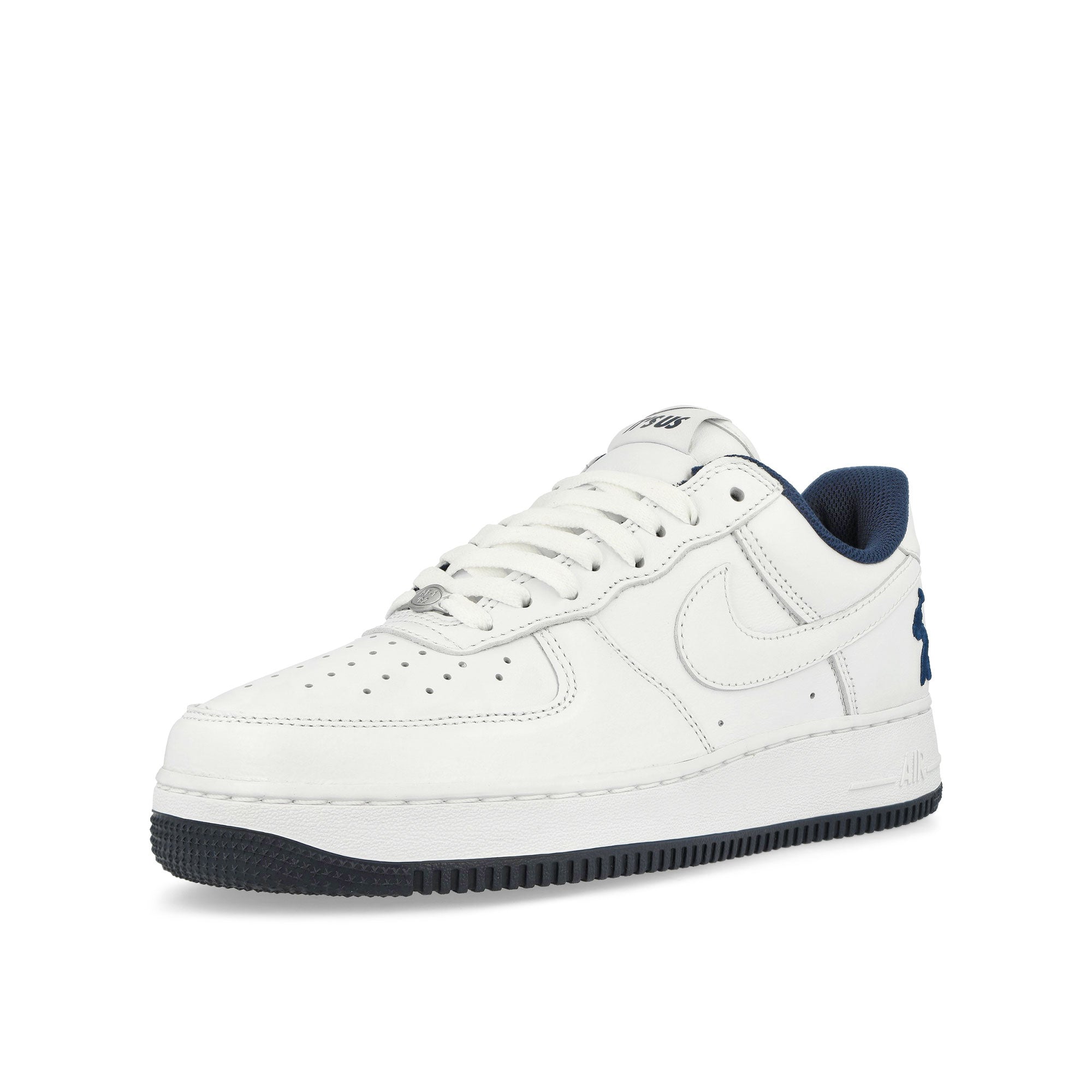 Nike US Force 1 Concrete Boys White / White - Midnight Navy - DK Powder Blue Low Top Sneakers Close Up | Overkill