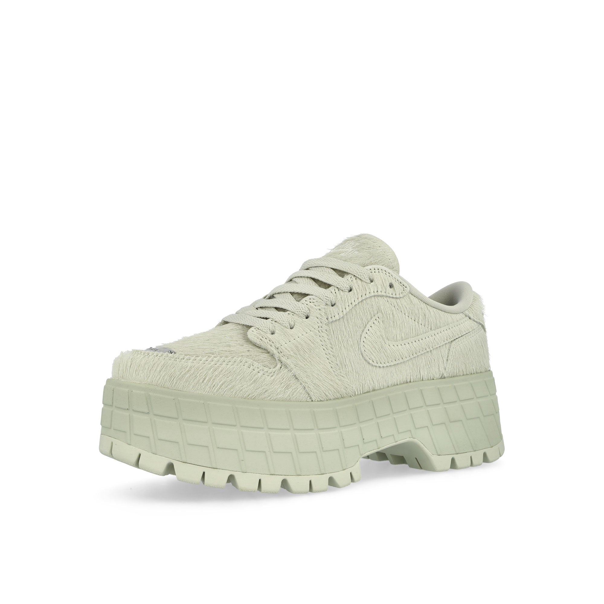 Jordan W Air Jordan 1 Brooklyn Low Light Bone / Metallic Silver Low Top Sneakers Close Up | Overkill