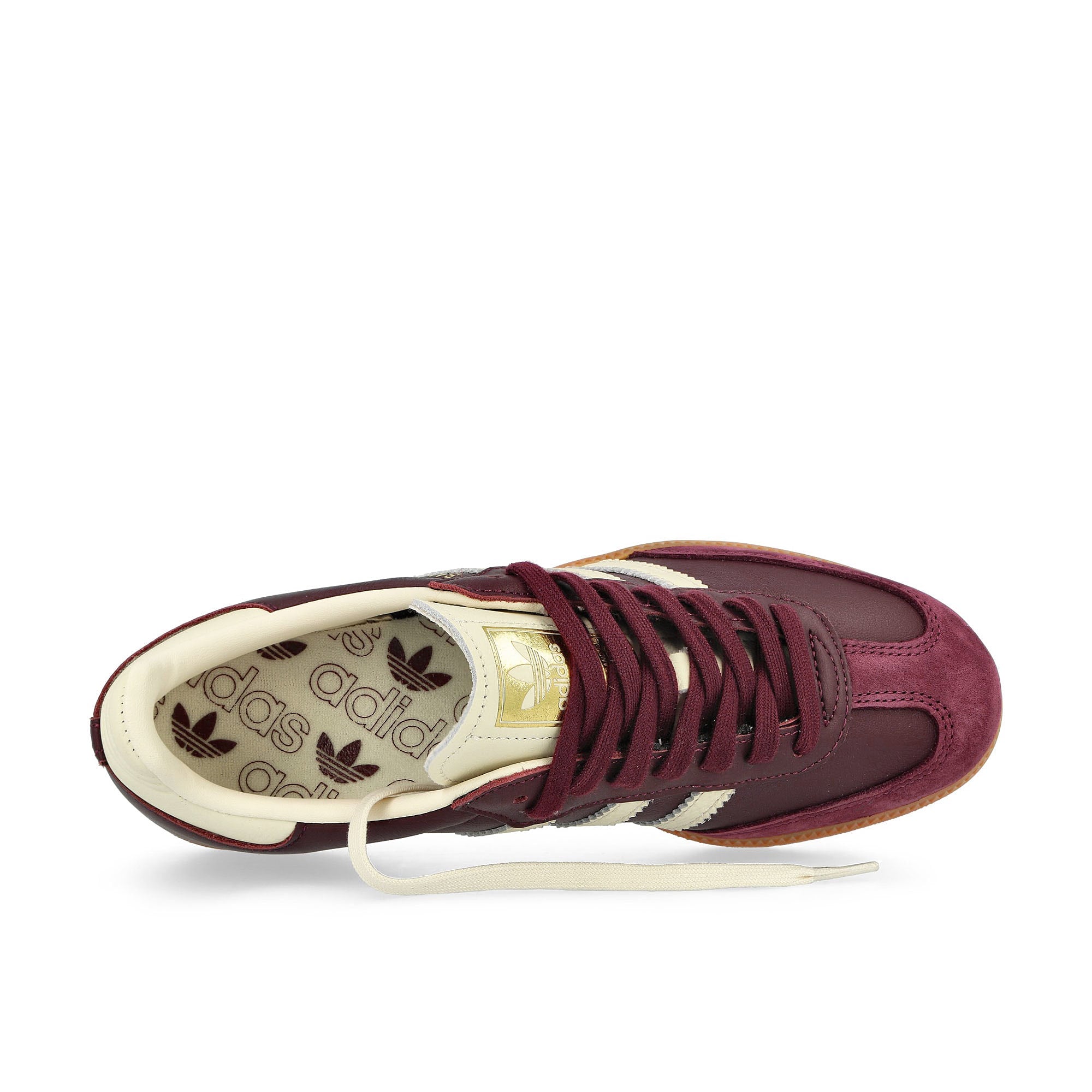 adidas Samba OG W Maroon / Cream White / Gold Metallic Low Top Sneakers Detailfoto | Overkill